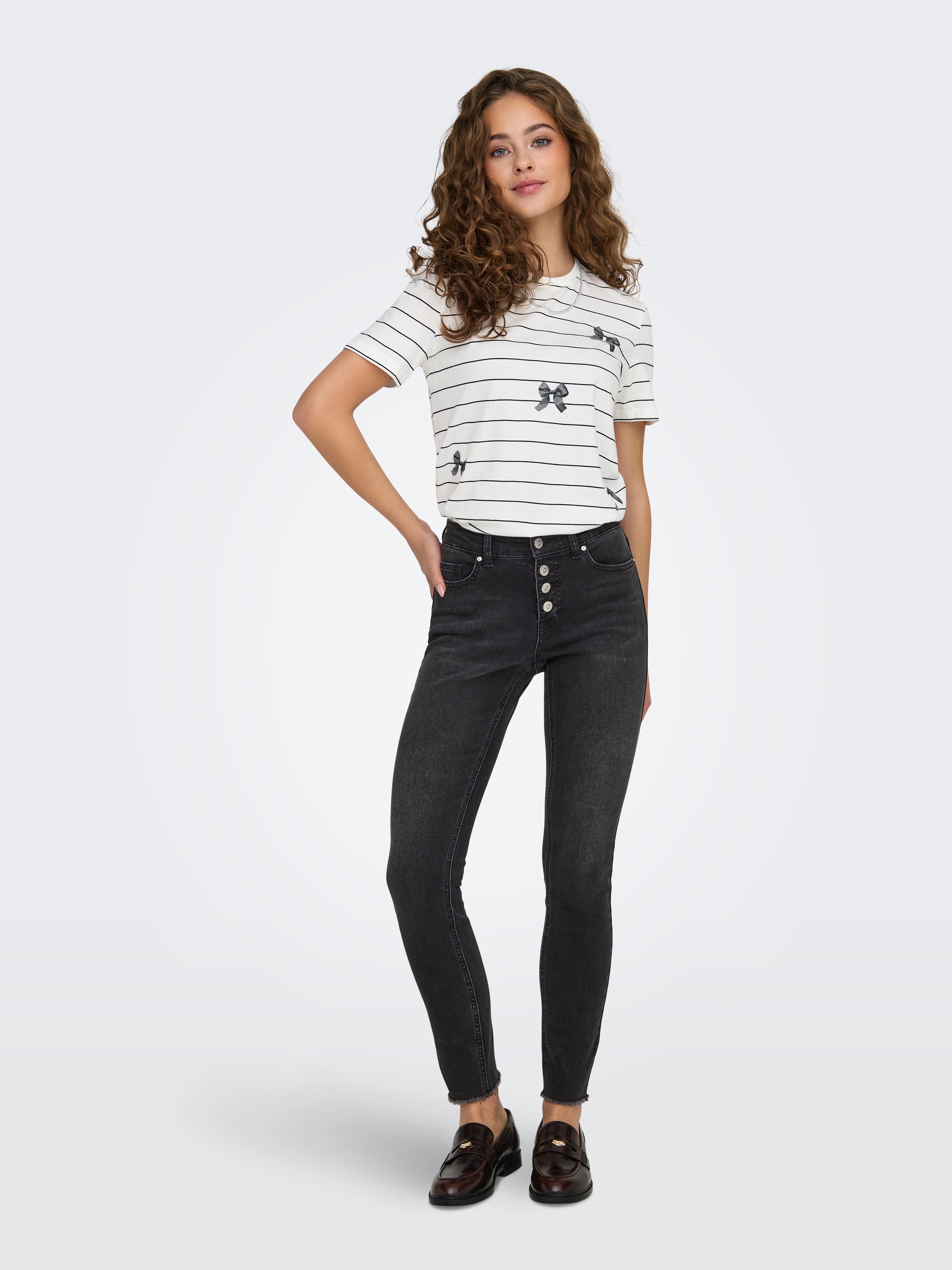 Only Skinny fit jeans ONLMIA MID WAIST BUTTON SK RW ANK BOX