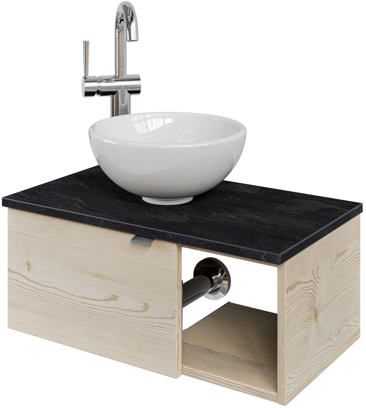 Saphir Wastafelonderkast Serie 6915 wastafel met onderkast voor gastenbadkamer, tweede toilet (3-delig)