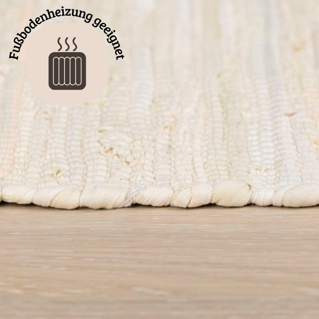 my home Vloerkleed Wertingen Handgeweven tapijt, effen kleuren, 90% katoen, handgeweven, woonkamer
