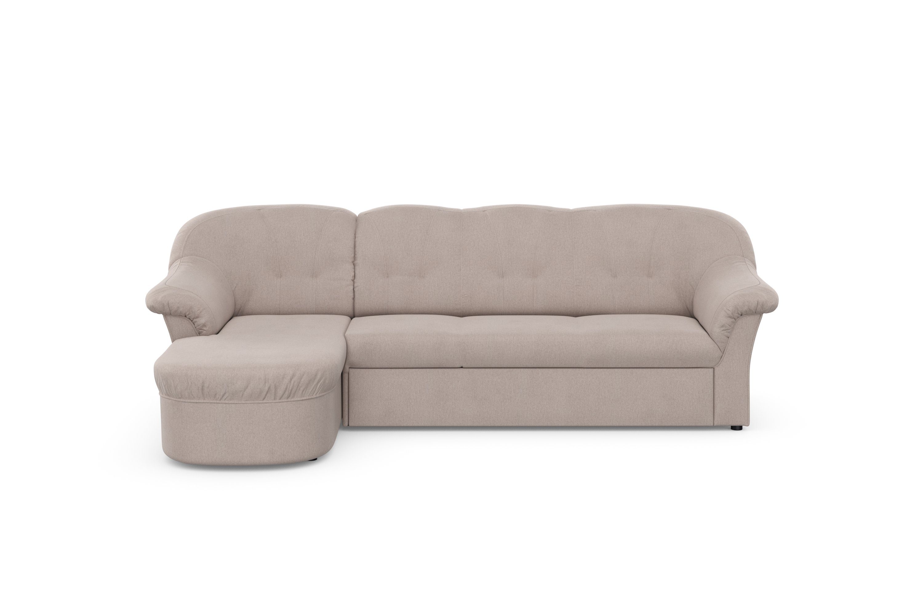DOMO collection Hoekbank Pegnitz, elegante rugstepping, compacte afmetingen 238/141cm, L-vorm
