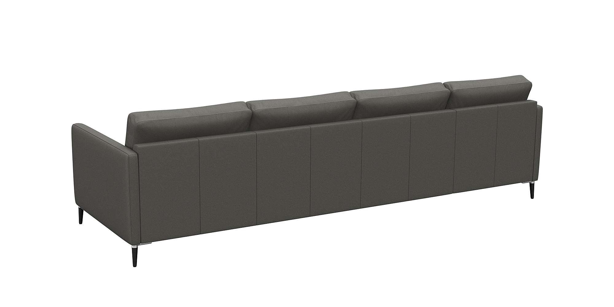 FLEXLUX Hoekbank Fiore, L-vorm smalle armleuningen, koudschuim, poten aluminium + zwart