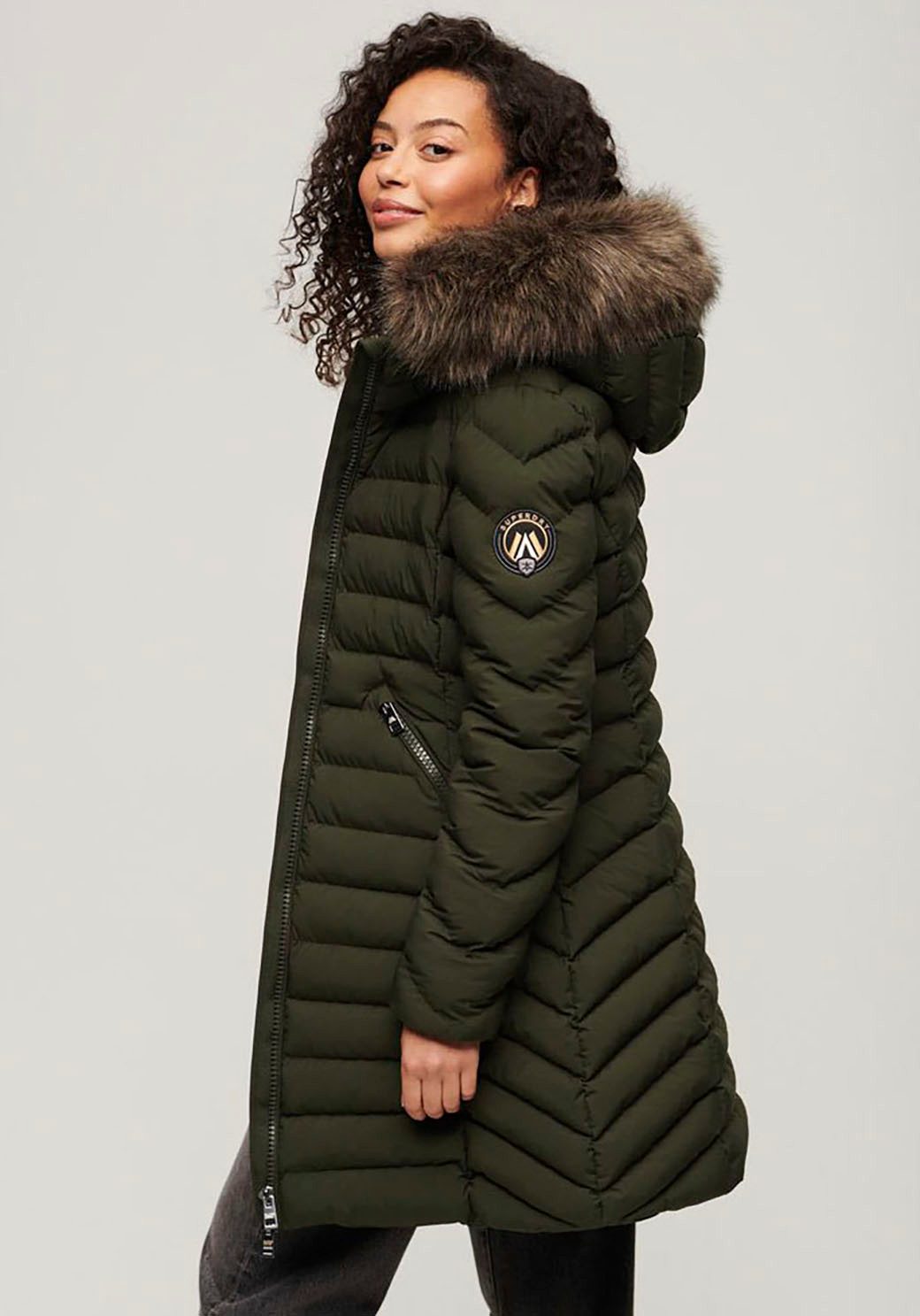 Superdry Gewatteerde jas FUJI NEPPEL HOOD MID LENGTH