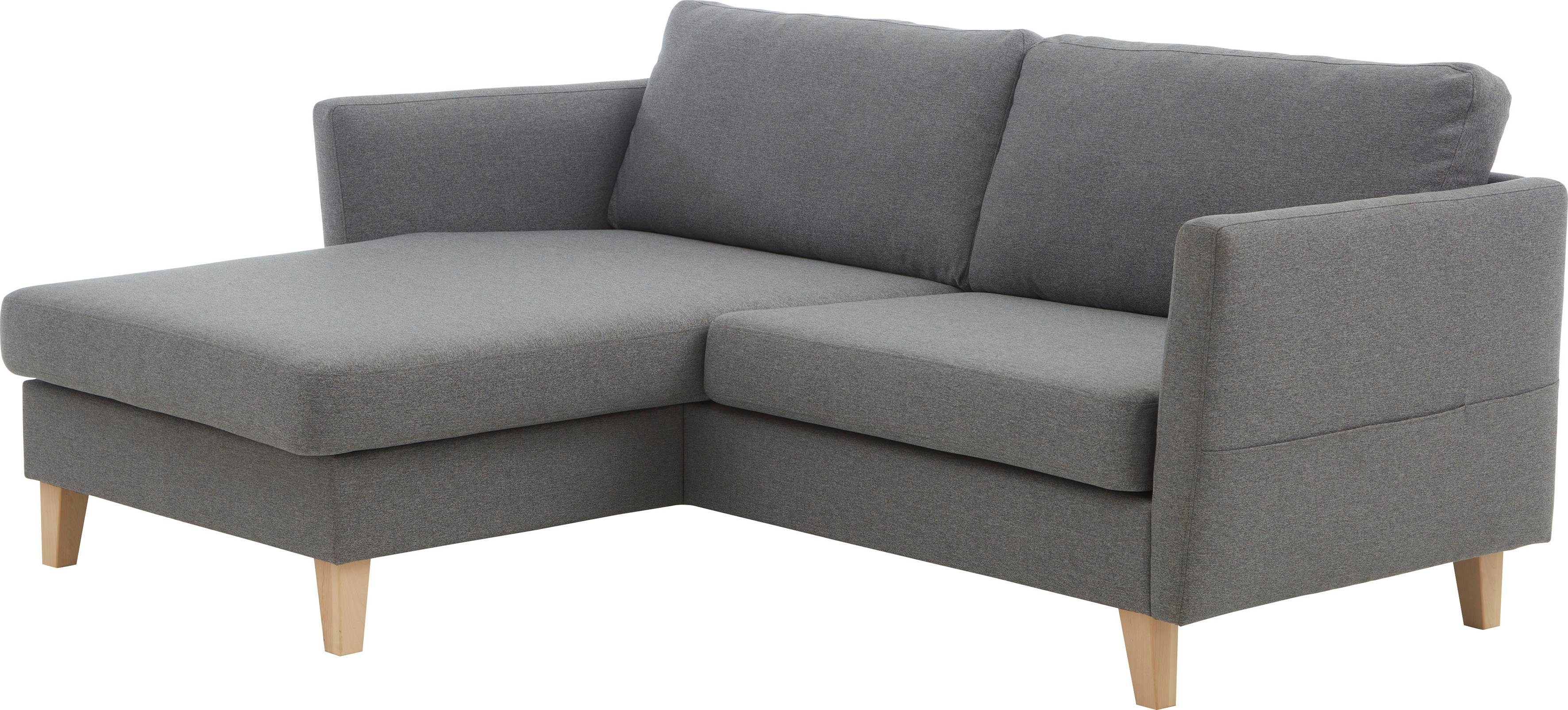 ATLANTIC home collection Hoekbank Mailo L-vorm met zakken opzij, récamier aan beide kanten te monteren, massief houten poten