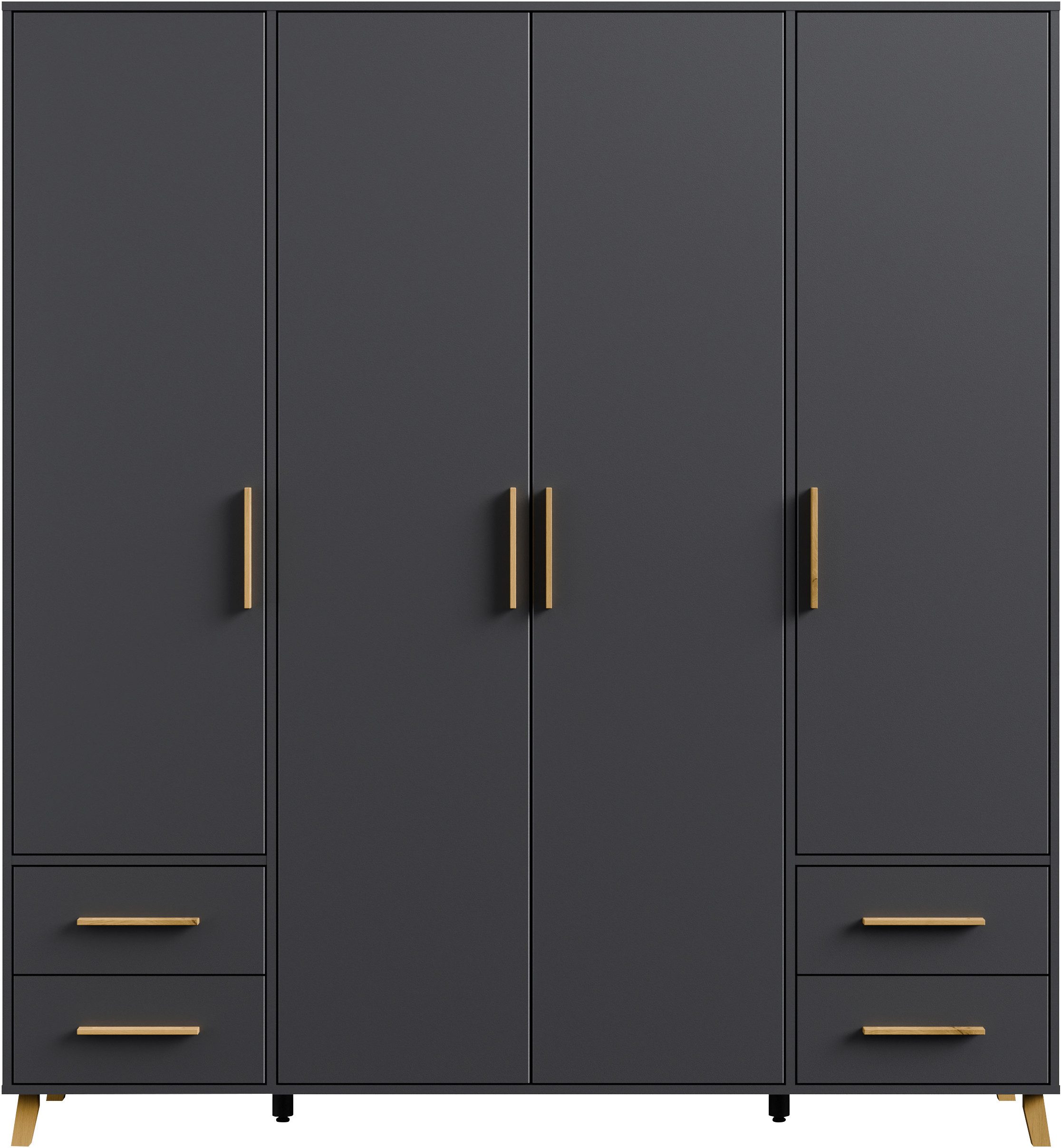 rauch Draaideurkast Kledingkast kast garderobe waskast SHINJO Grepen en voeten van massief hout met 2 lades MADE IN GERMANY