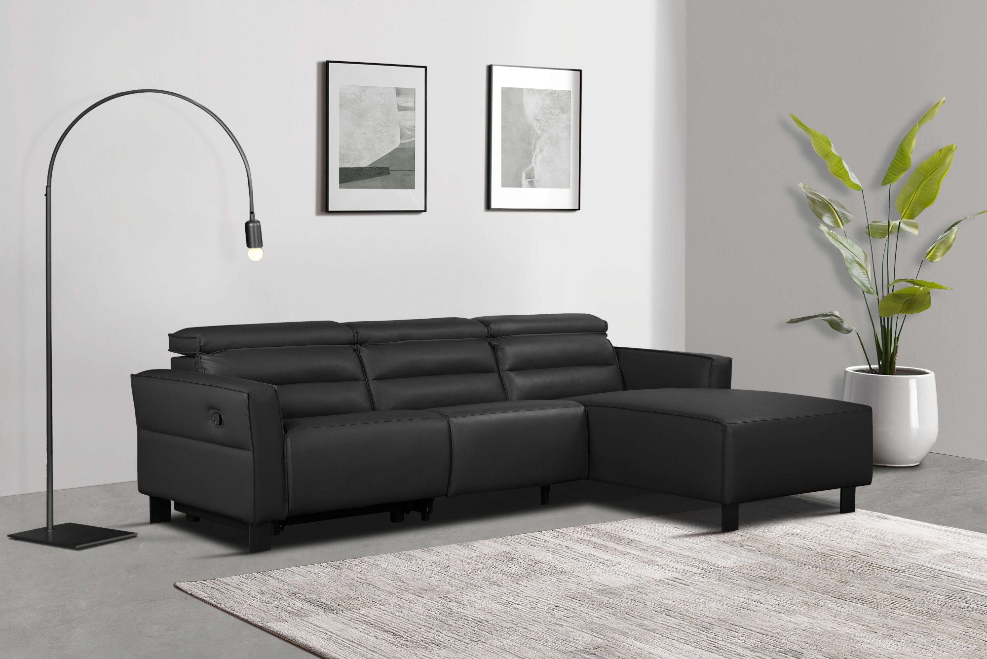Places of Style Hoekbank Carpari, L-vorm, 263 cm, handmatige of elektrische relaxfunctie