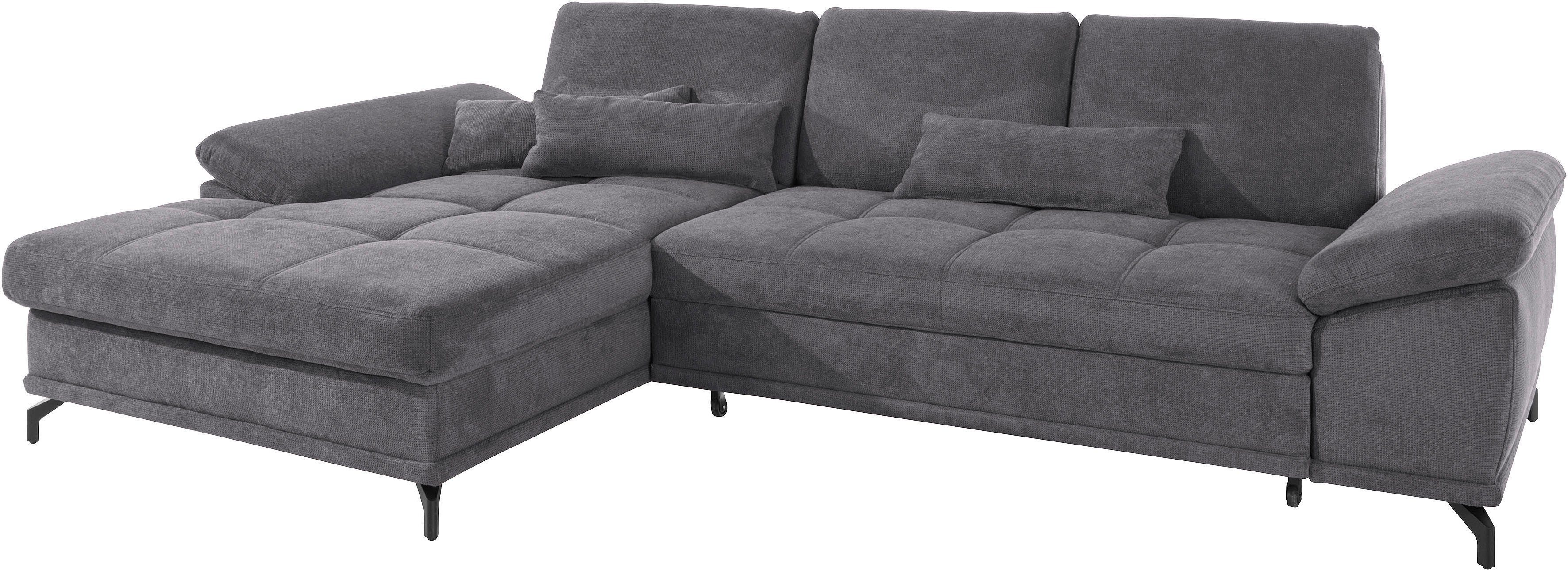Places of Style Hoekbank Costello L-Form, B: 301 cm mit Sitztiefen-, Armteilverstellung & 3 nierkussens, optionele bedfunctie en bedlade