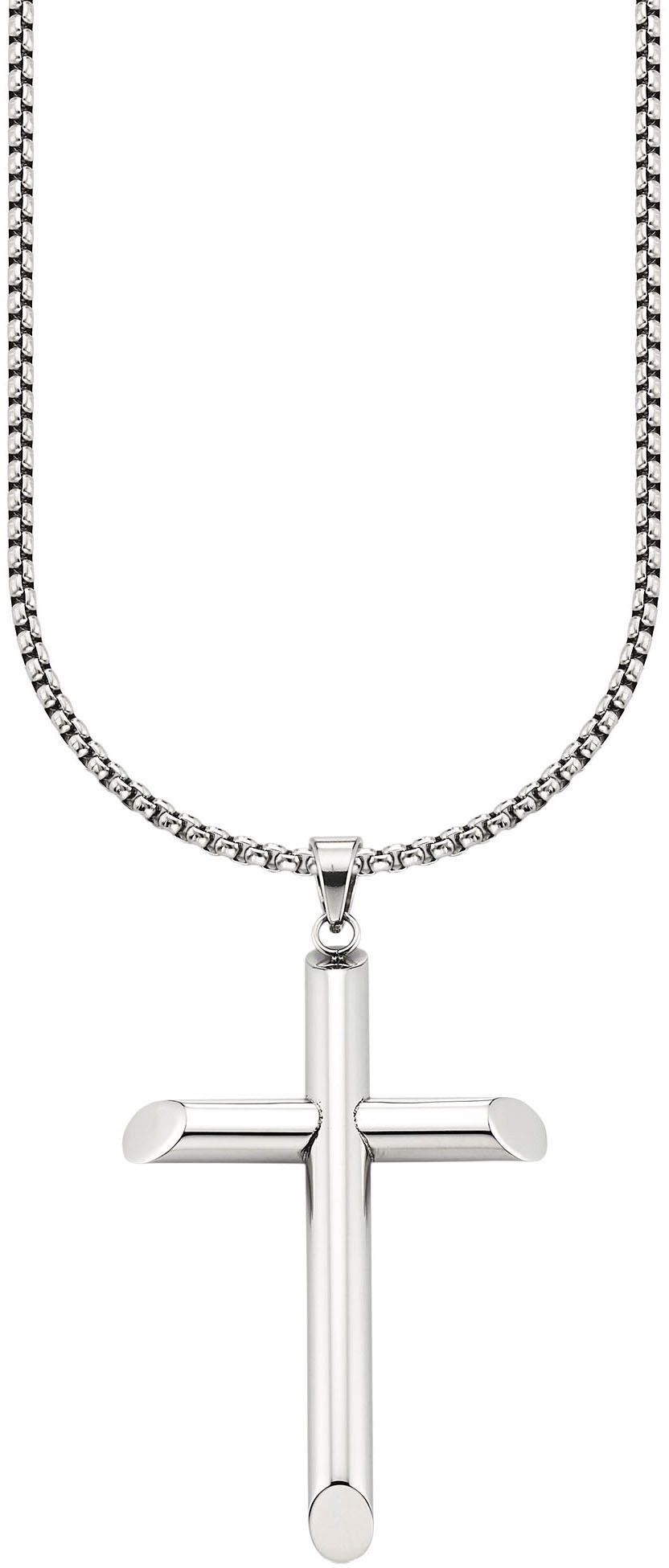 Bruno Banani Ketting met hanger Sieraad cadeau halsketting met hanger groot kruis unisex kettingen zilver(kleur)