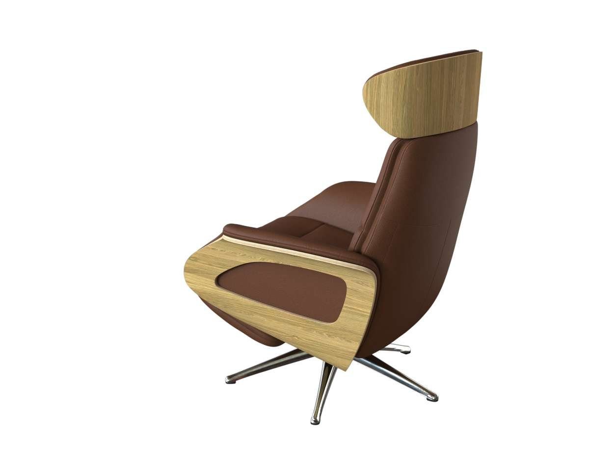 FLEXLUX Relaxfauteuil Clement praktische elektrische fauteuil Maat M, elektrische rug- en voetensteun, accu, armleuning Eiken, aluminium voet