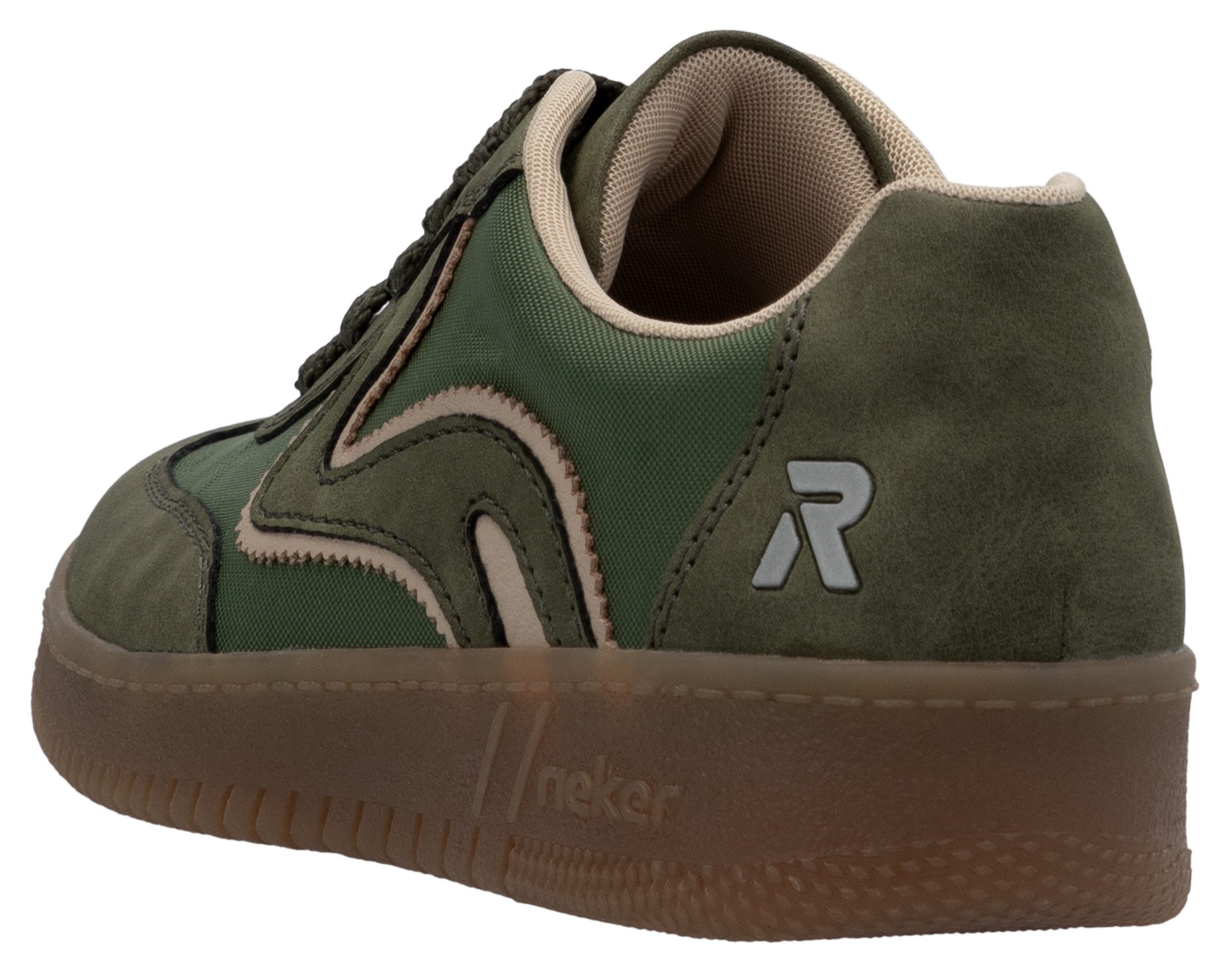 RIEKER Sport Plateausneakers vrijetijdsschoen, lage schoen, veterschoen in vegan uitvoering