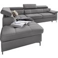 exxpo - sofa fashion hoekbank met verstelbare hoofdsteun en verstelbare rugleuning, naar keuze met slaapfunctie en bedkist grijs
