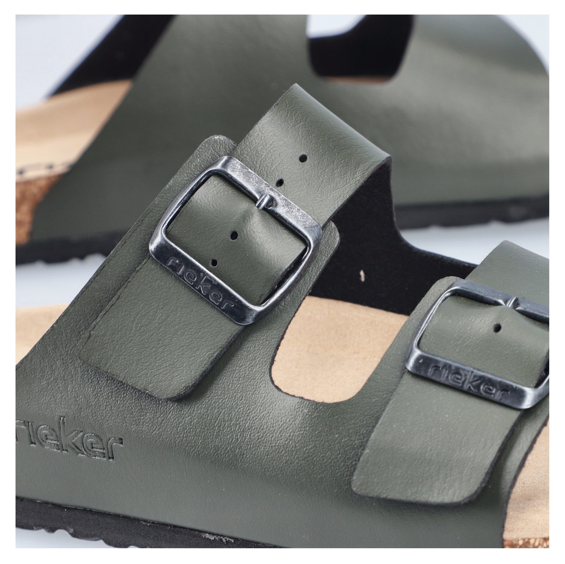 Rieker Slippers , zomerschoen, slippers, pantoffel, met twee klittenbandsluitingen