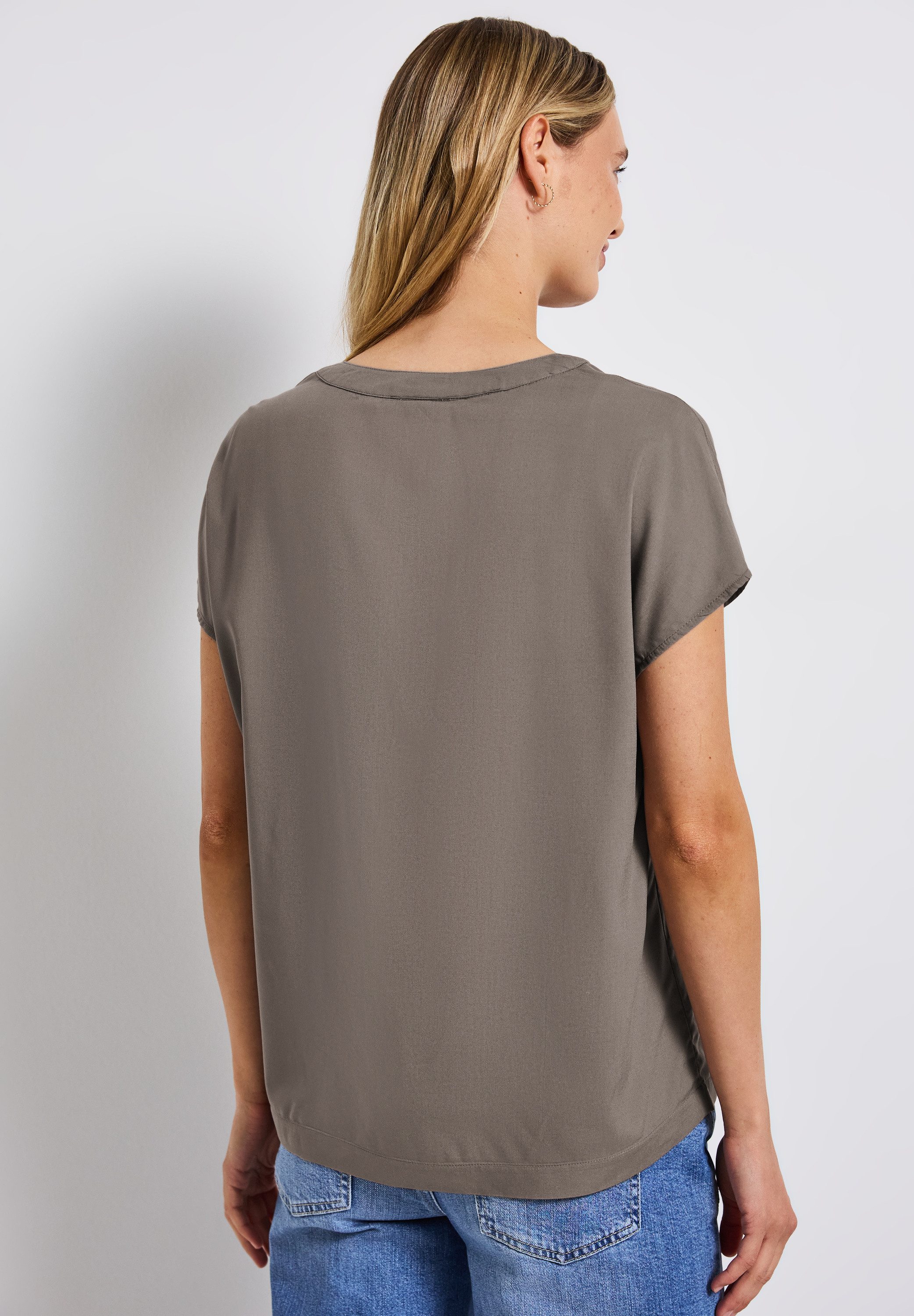 STREET ONE Blouse met korte mouwen Hals met split
