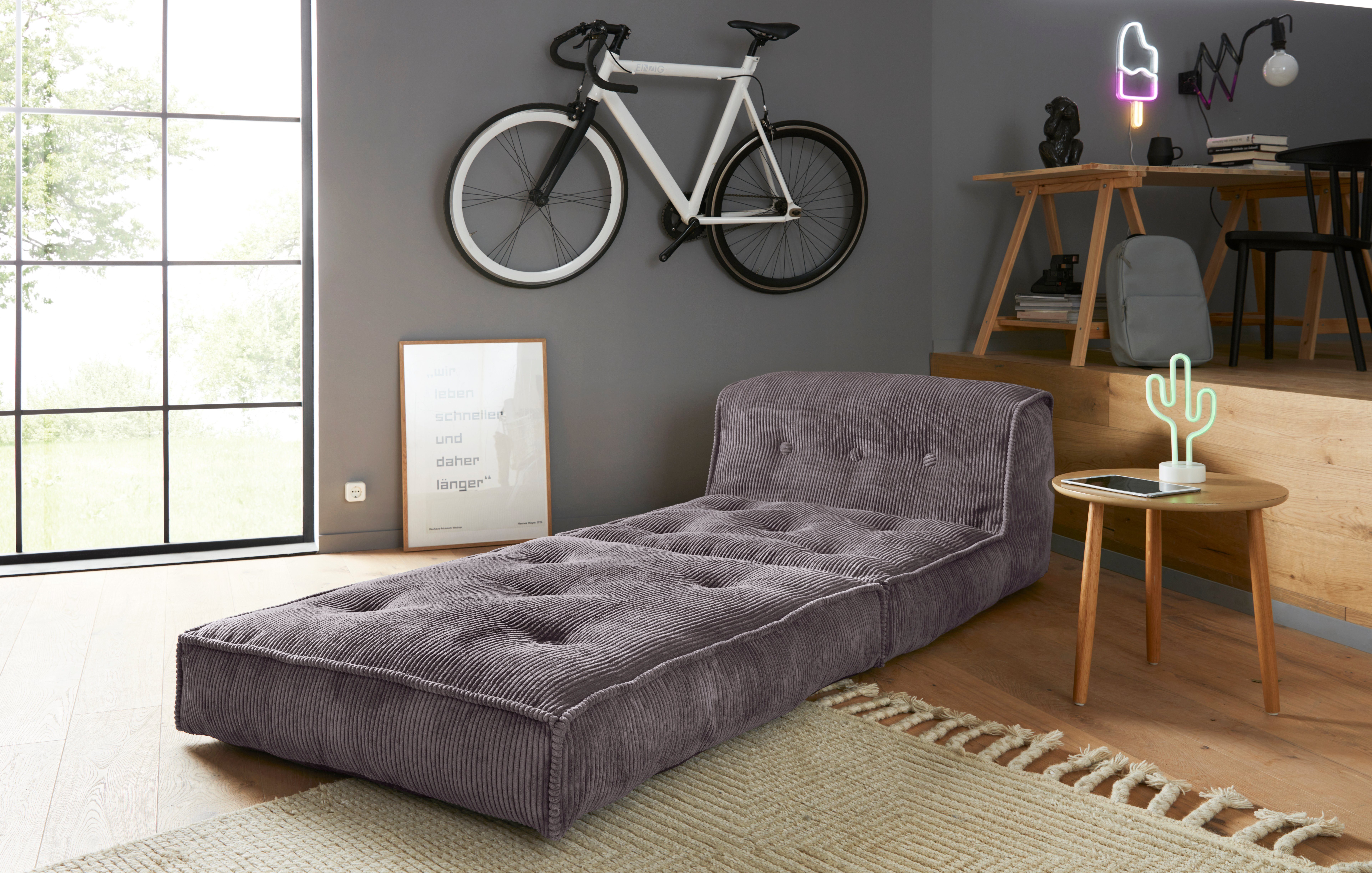 INOSIGN Fauteuil Pia Loungestoel van corduroy, in 2 maten, poef-functie.