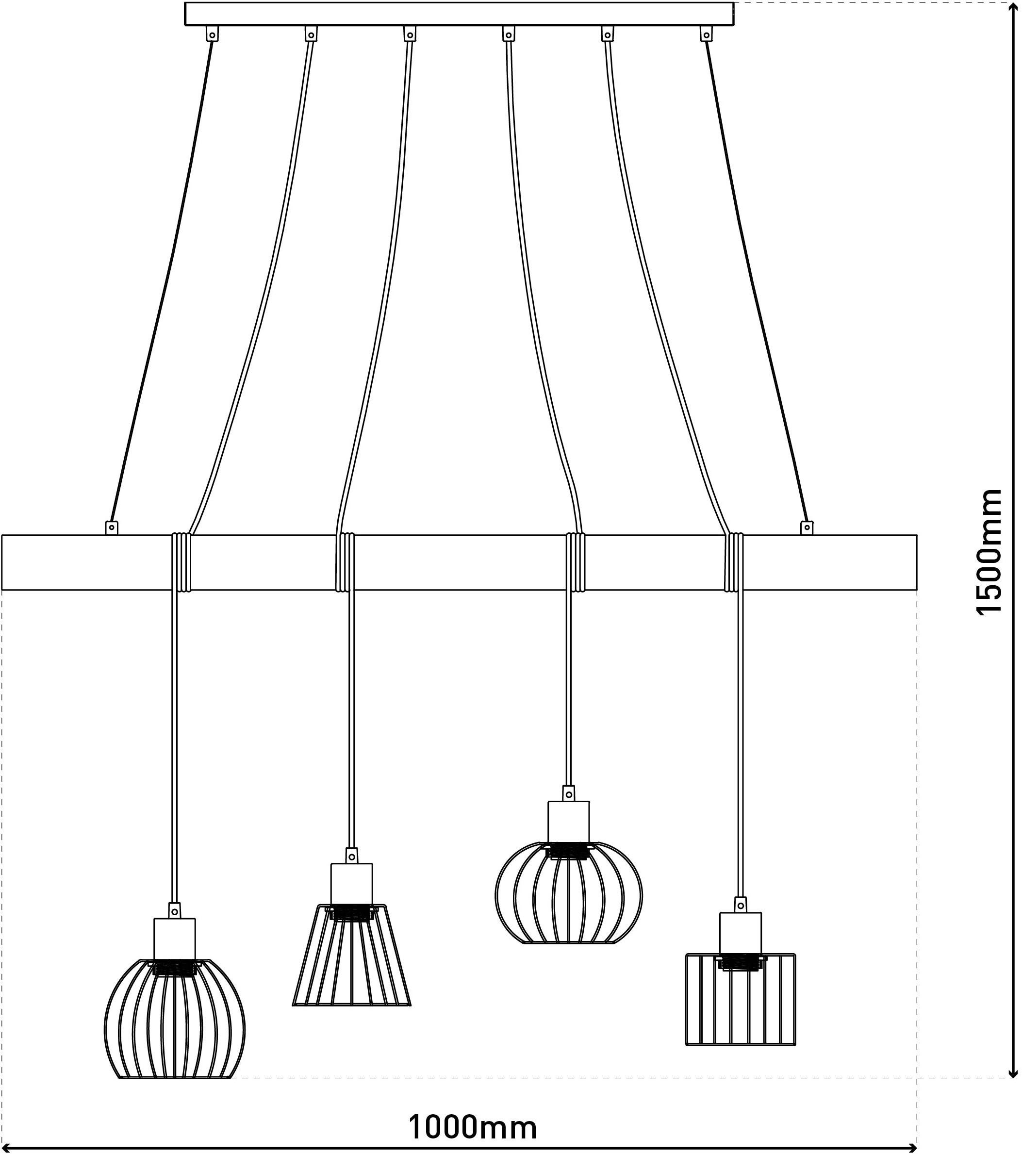 näve Hanglamp 4-delige hanglamp "WOODLAND" (1 stuk)