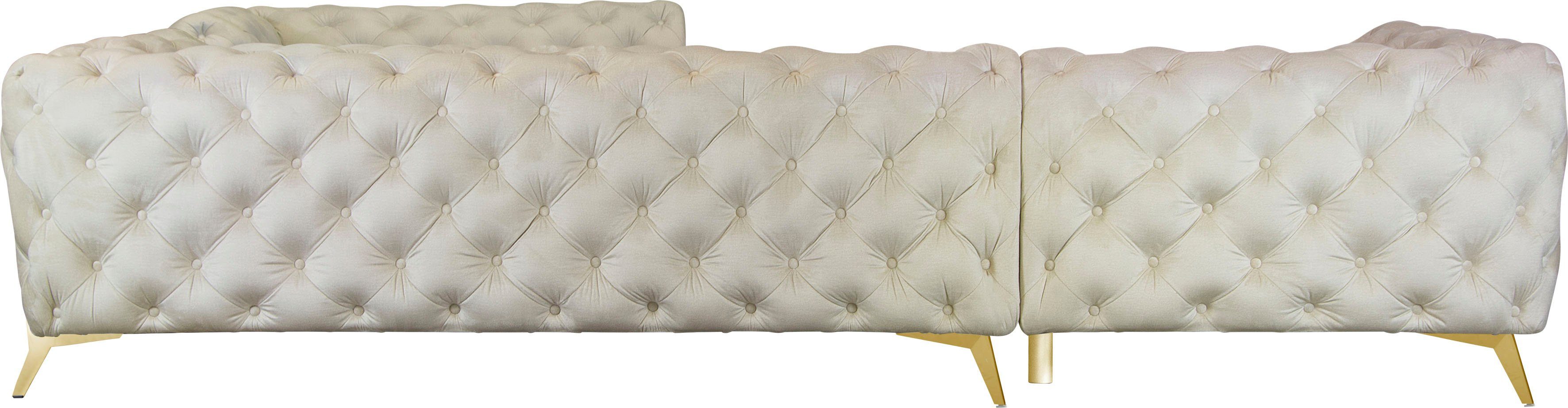 Leonique Chesterfield-bank Amaury L-vorm grote hoekbank, chesterfield-look, breedte 323 cm, kleur van de poten ter keuze