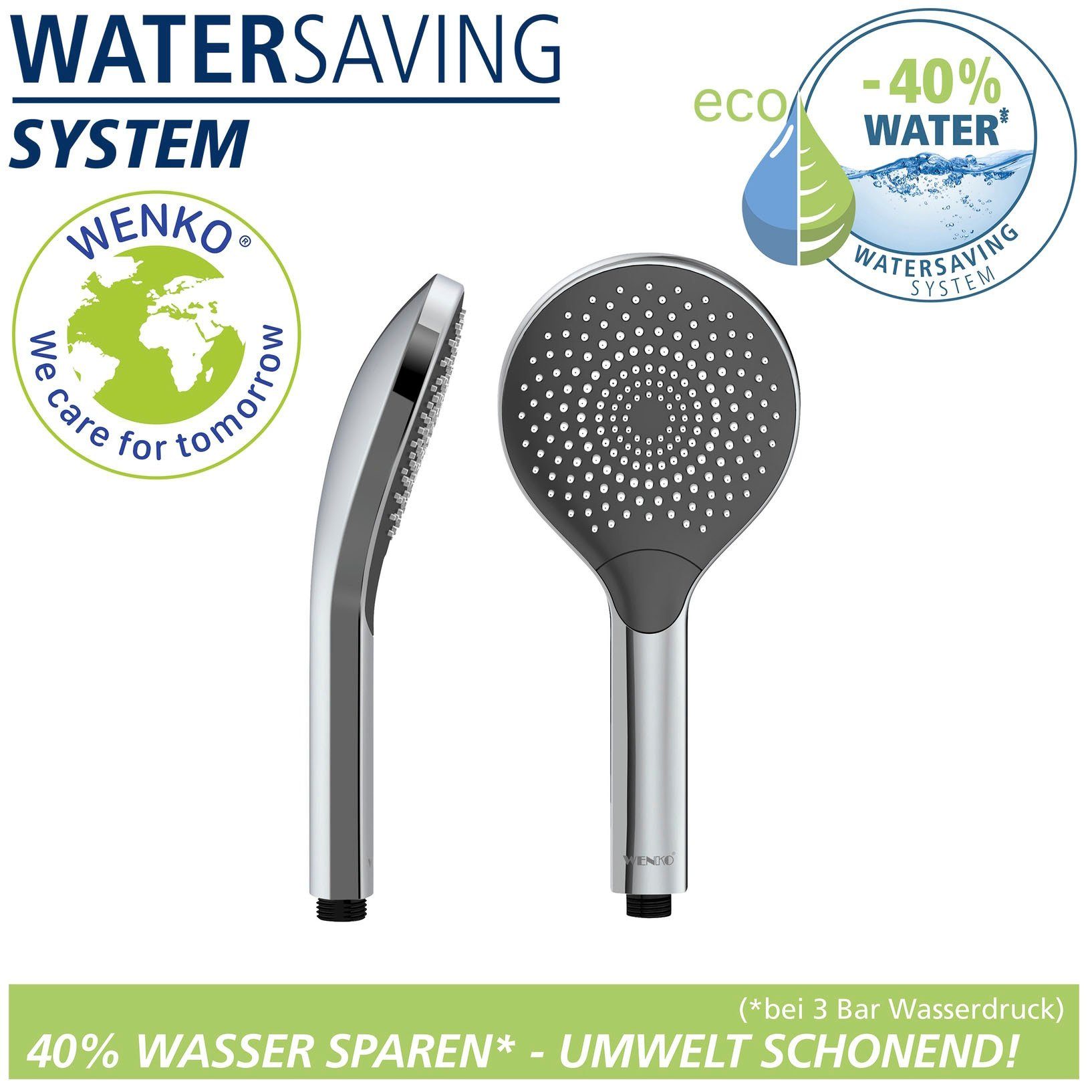 WENKO Handsproeier Watersaving Chroom, Ø 12 cm (1-delig)