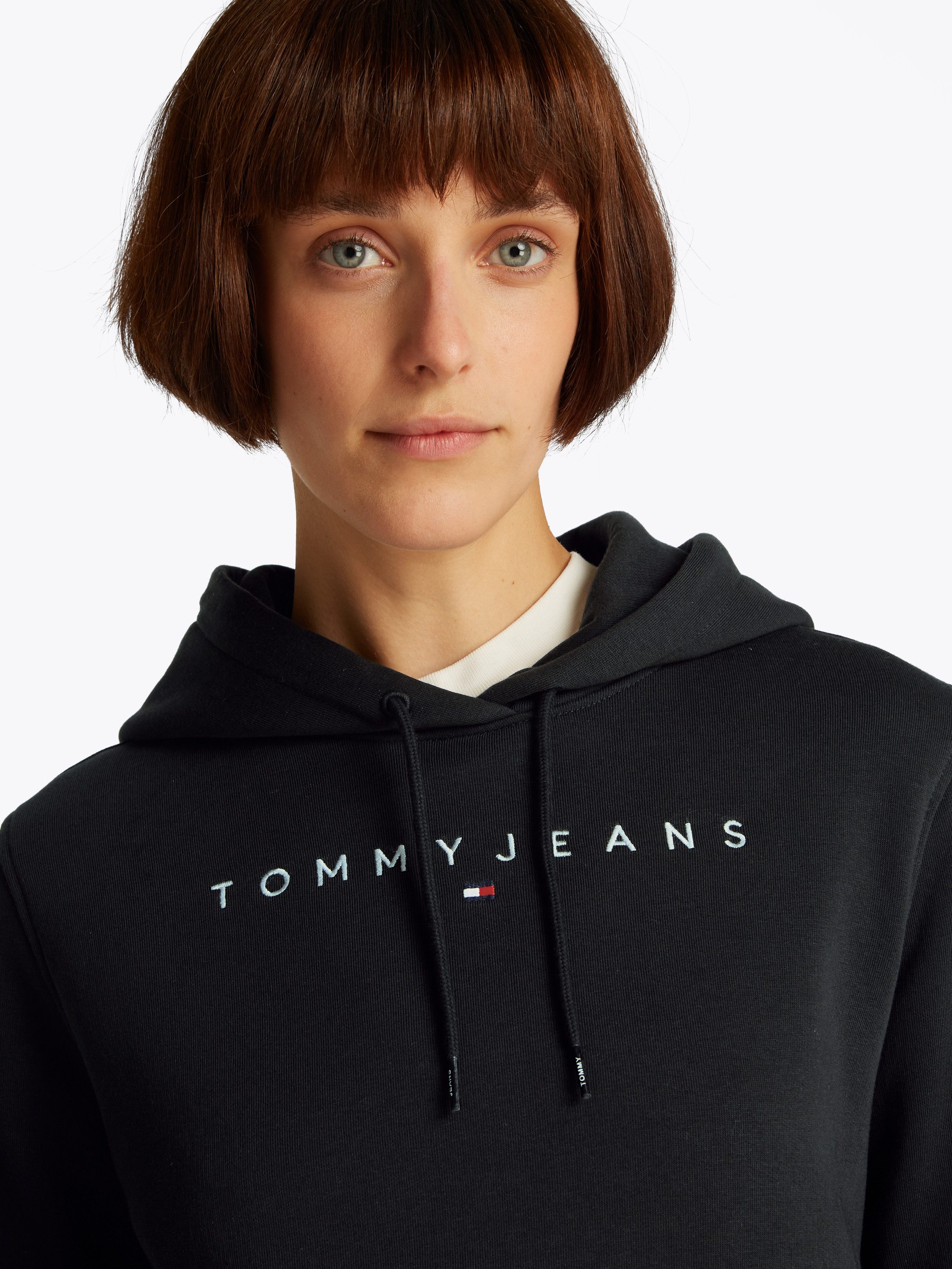 Tommy Jeans Curve Hoodie TJW REG TONAL LINEAR HOODIE EXT in grote maten, capuchon, logo-borduursel