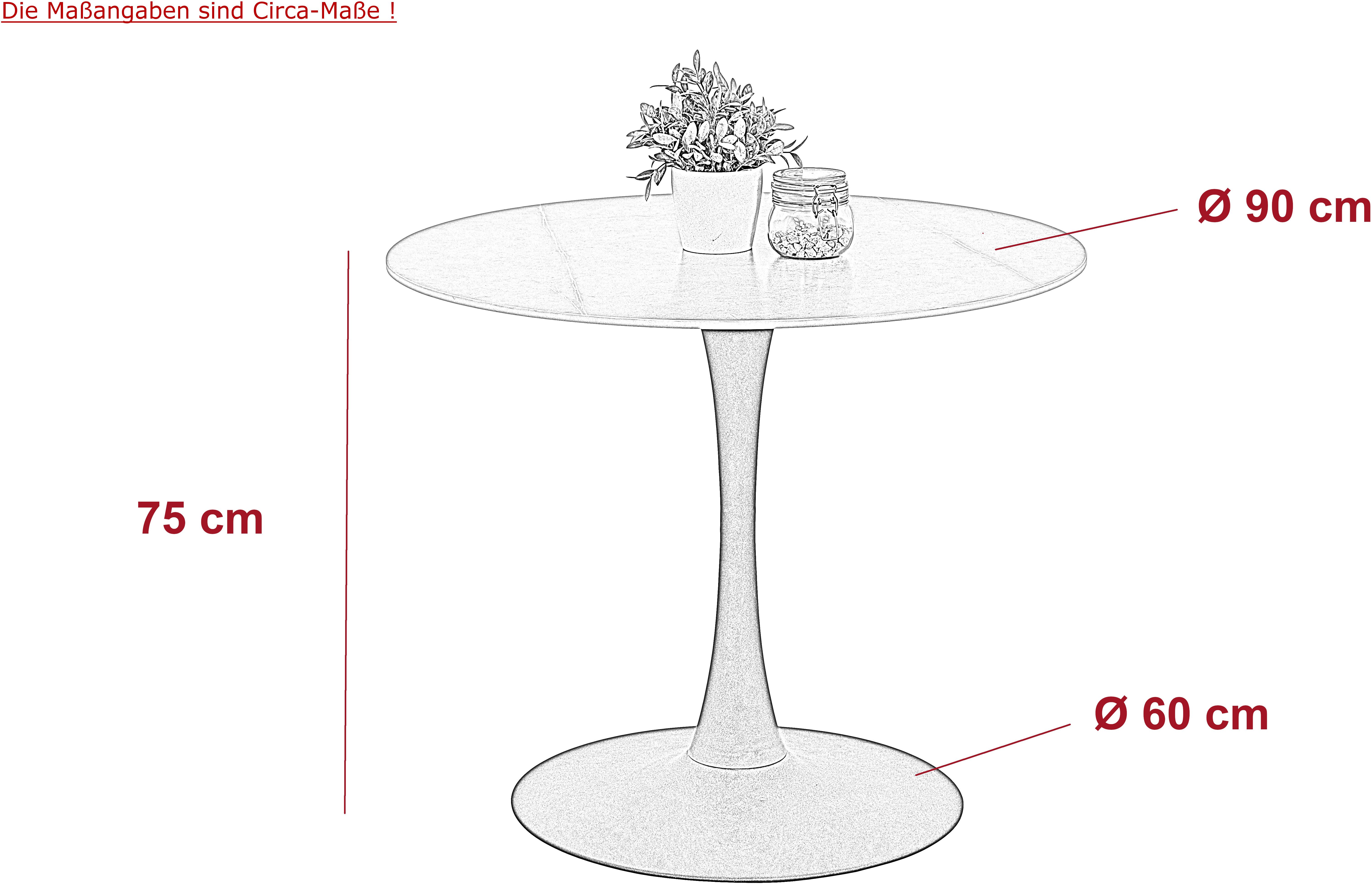 HELA Eethoek MOSEL Tafel 90x75 cm, ronde plaat, gesinterde steen, armleuningsstoel (3-delig)