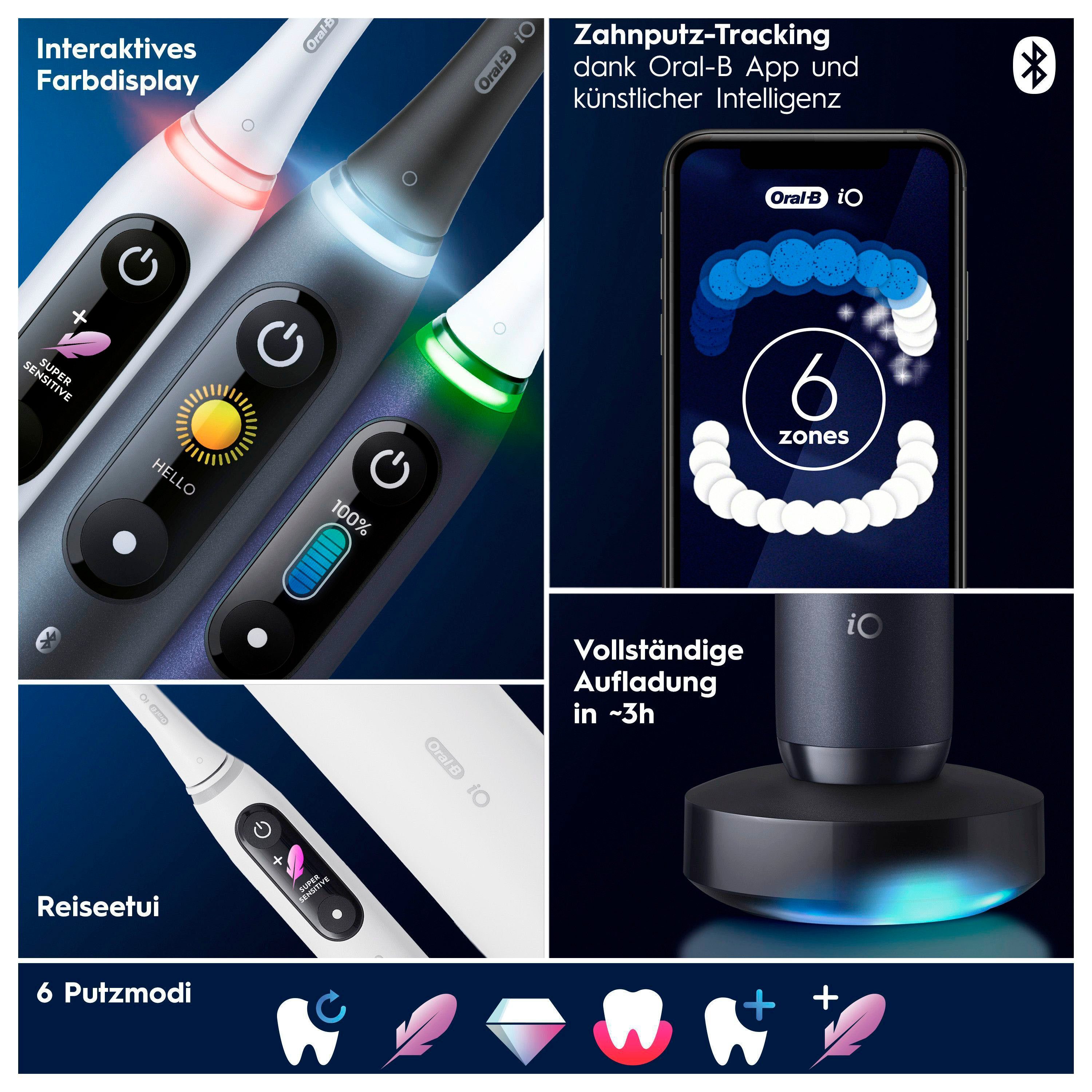 Oral B Elektrische tandenborstel IO 8 met magnet technologie, 6 reinigingsstanden, kleurendisplay & reisetui