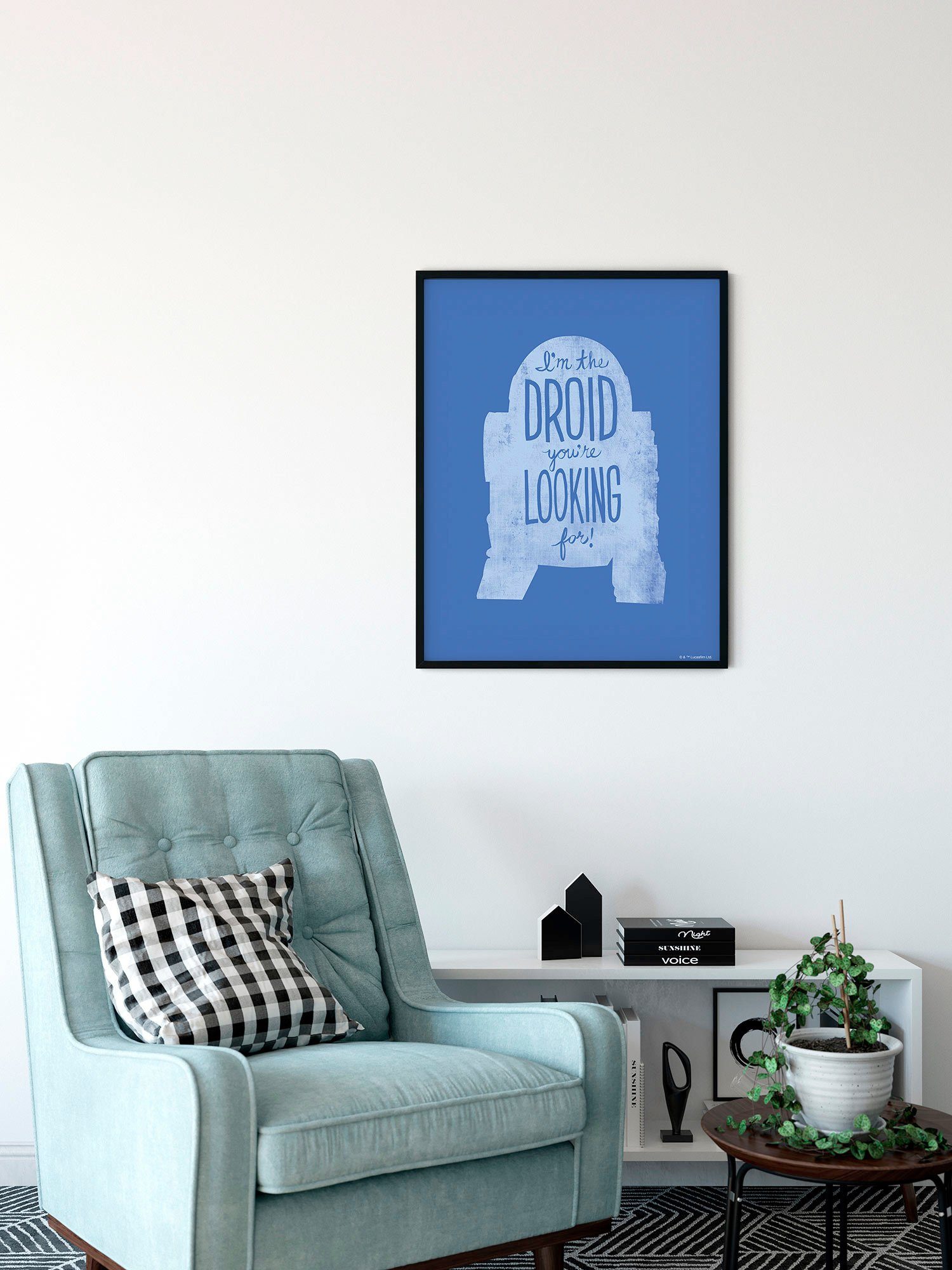 Komar Wanddecoratie Star Wars Silhouette Quotes R2D2 Wanddecoratie voor de kinderkamer - zonder lijst (1 stuk)