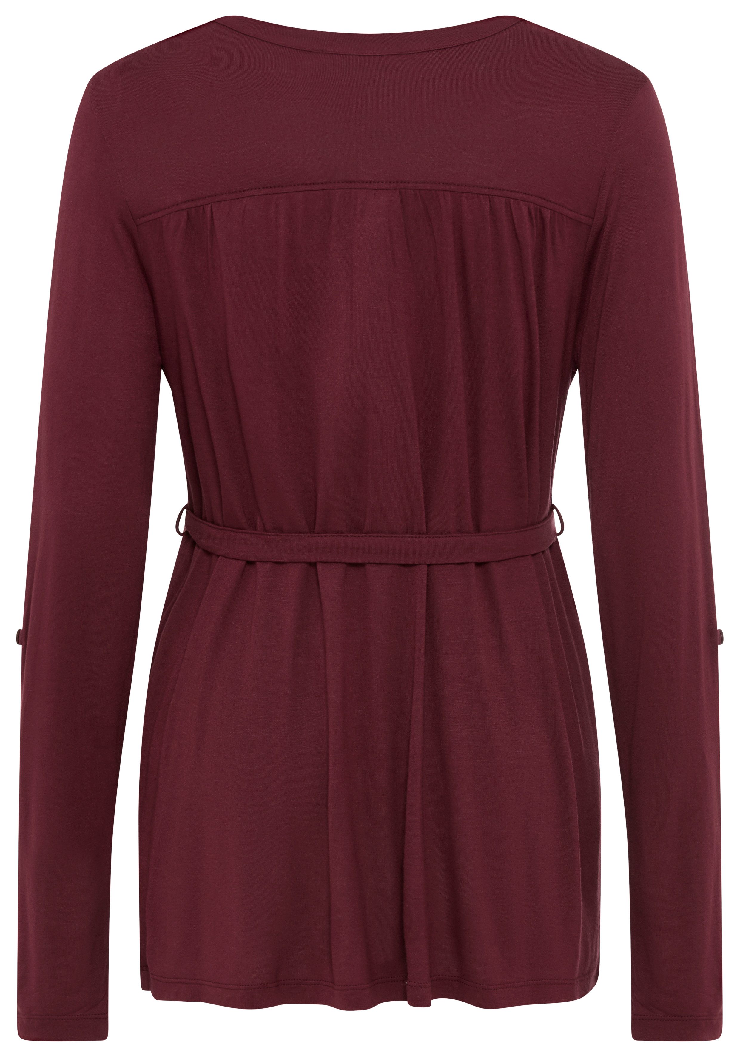 Neun Monate Zwangerschapsshirt Jersey-blouse met strikceintuur Viscose zwangerschapsblouse praktisch voor zwangerschap en daarna