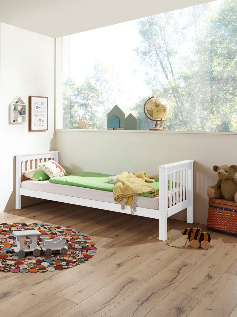 Relita Kinderbed Kick 1-persoons met lattenrol, beuken eenpersoonsbedden wit