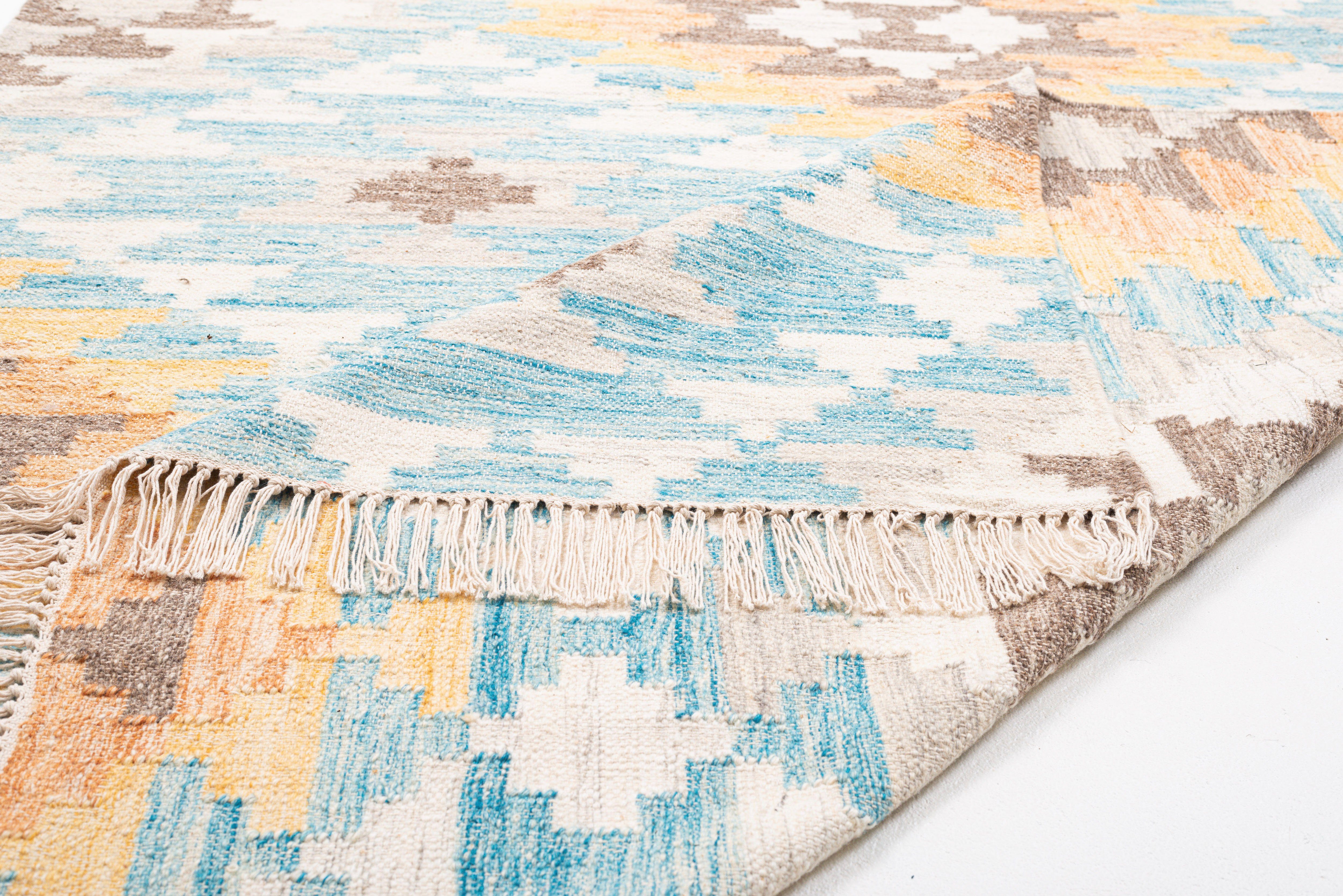 TOM TAILOR HOME Vloerkleed Check Kelim met de hand geweven, met franje, boho-stijl