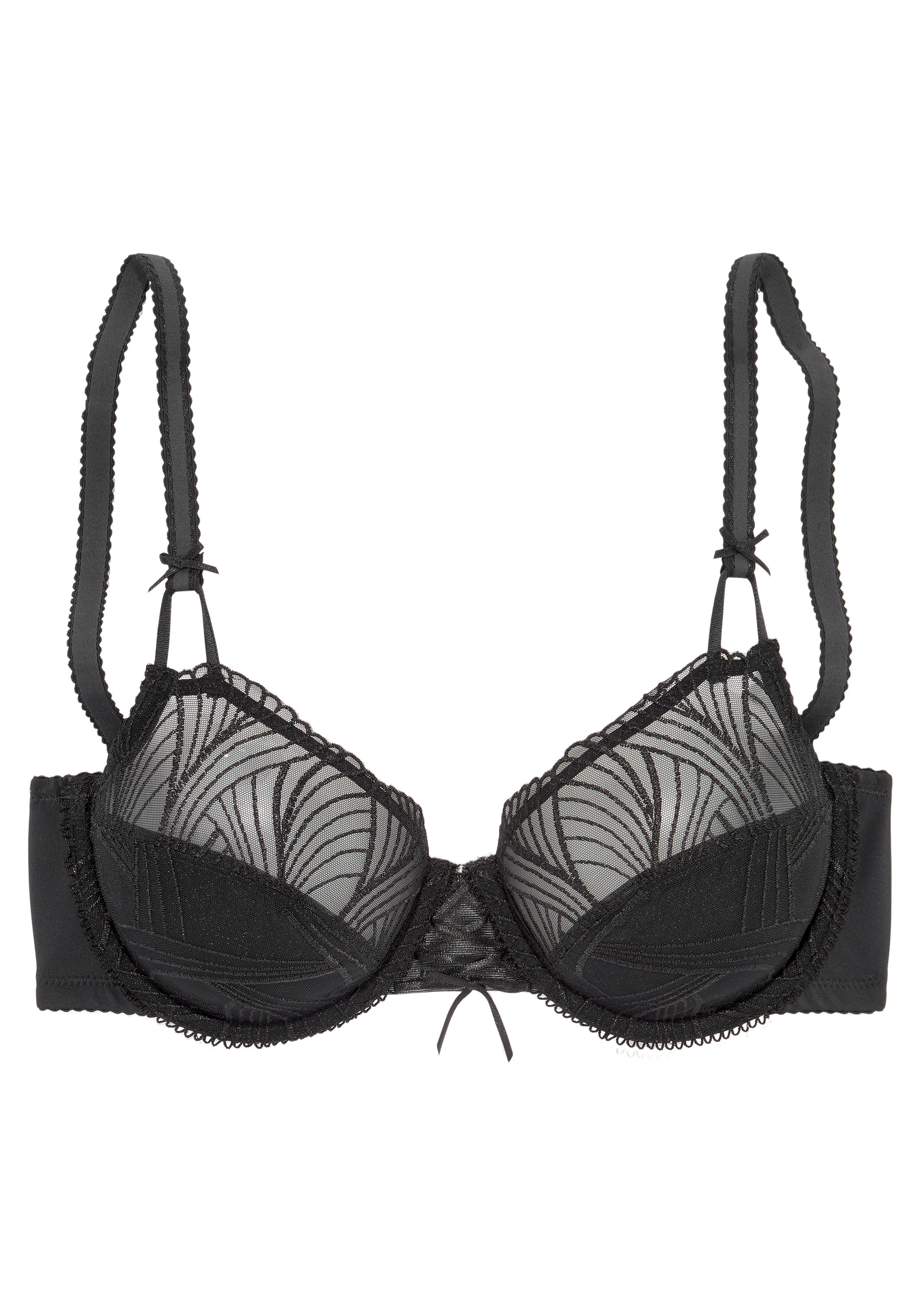 Lascana Beugel-bh met modieuze geborduurde kant en vetersluiting, dessous