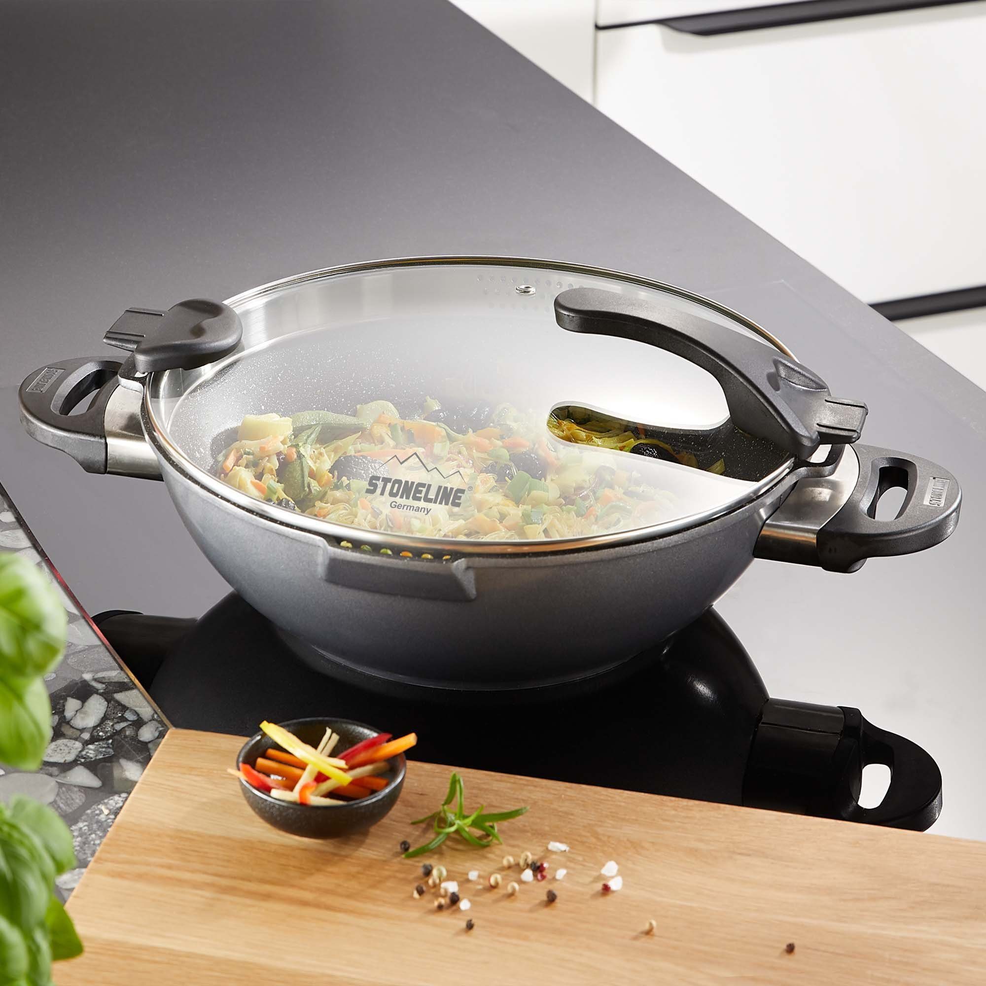 STONELINE Wok Future Ø 32 cm, afneembare grepen, inductie