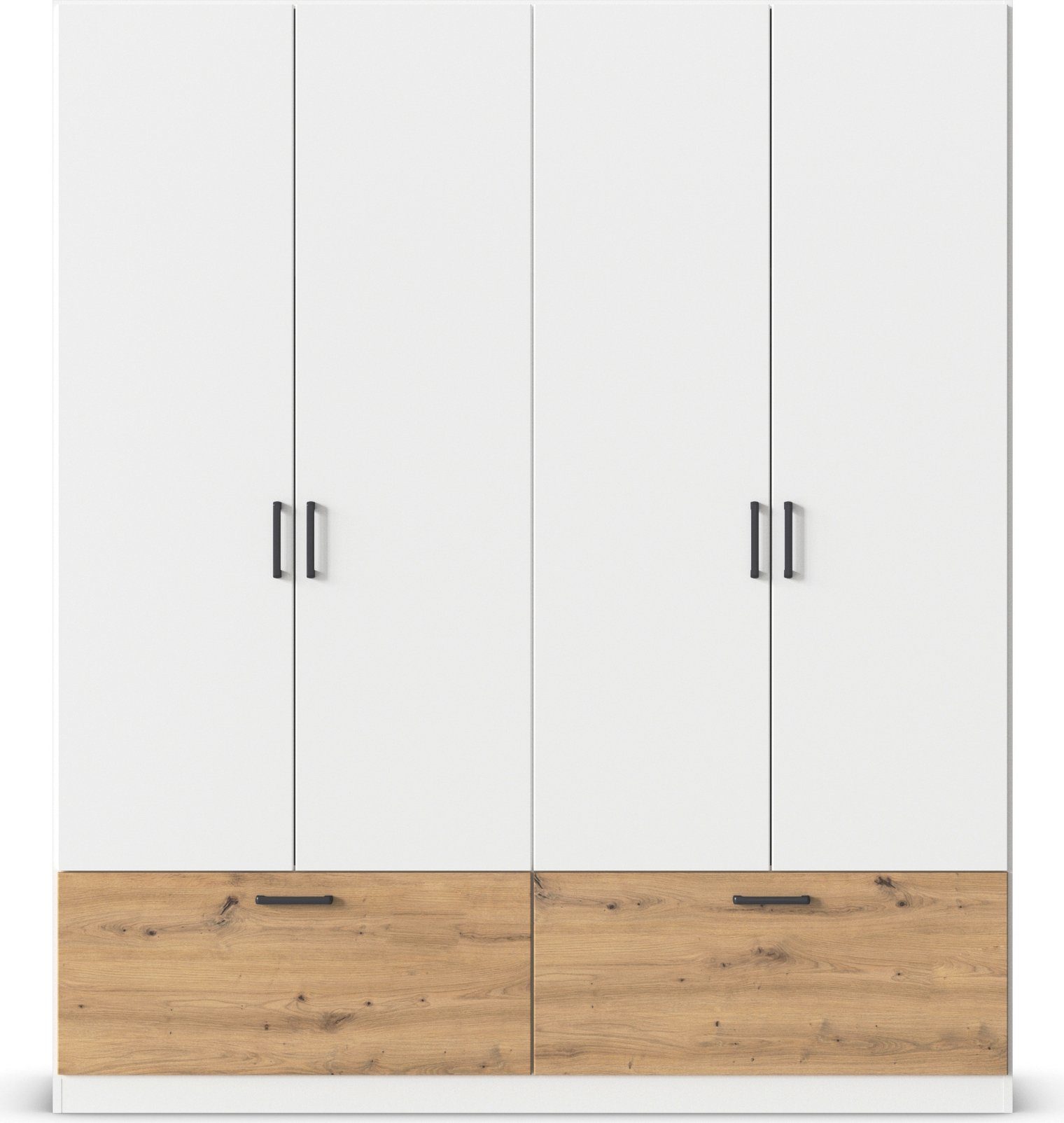 rauch Draaideurkast Kledingkast kast garderobe waskast BARI met lades en moderne greep in grijs metallic made in germany