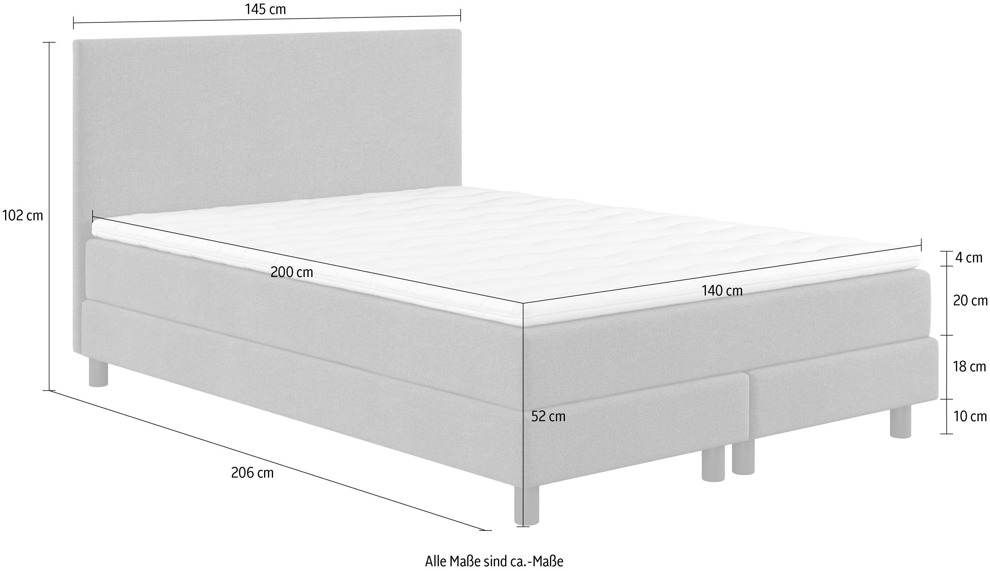 COTTA Boxspring Andorra incl. topper, verkrijgbaar in verschillende breedtes