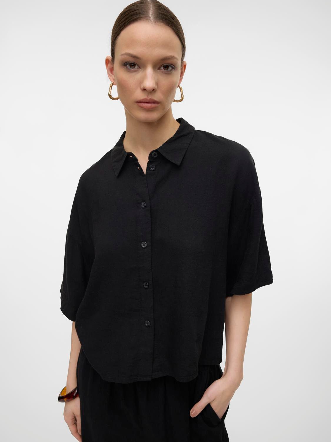 Vero Moda Overhemdblouse VMLINN LINEN 2 4 SHORT SHIRT WVN NOOS