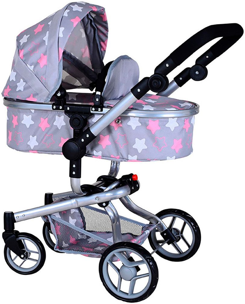 Knorrtoys® Combi-poppenwagen Boonk - star grey pink