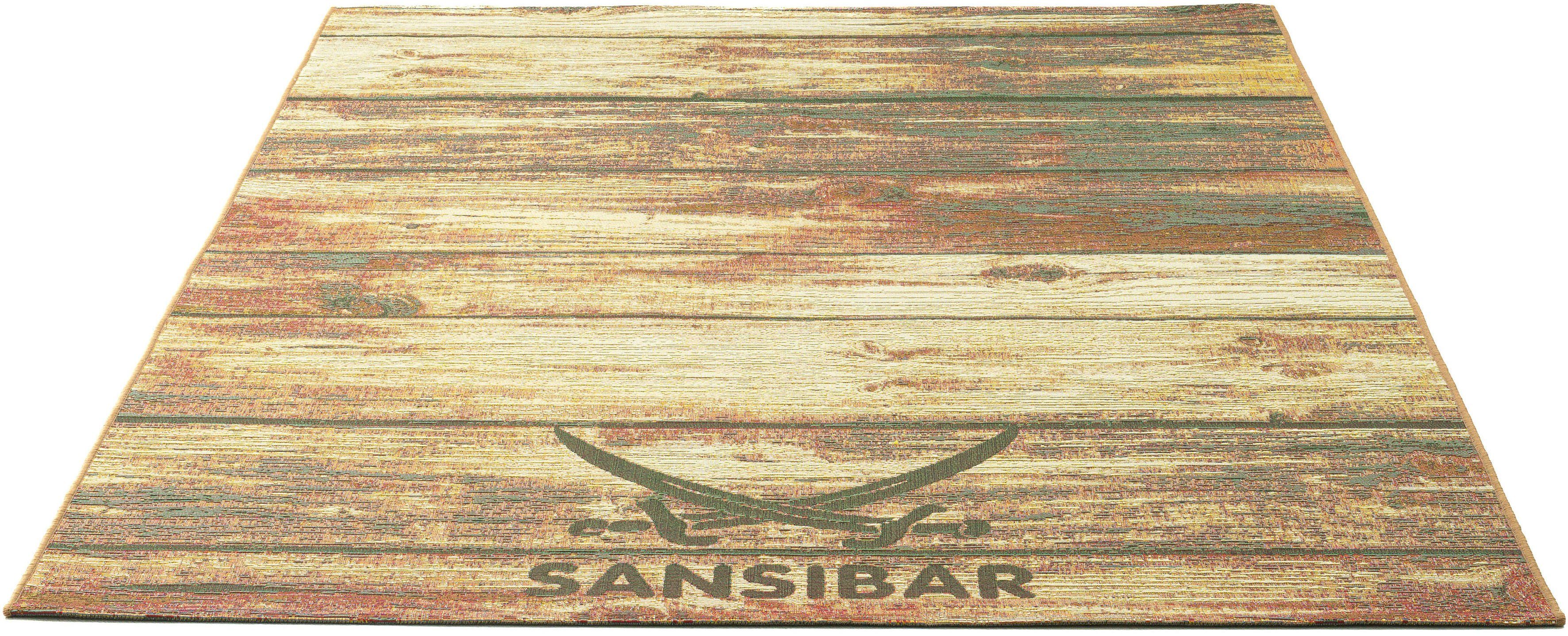 Sansibar Vloerkleed Rantum Beach SA-029 Vlakweefsel, modern ontwerp, motief Houten Planken, In- & Outdoor geschikt moderne vloerkleden maat 160 cm x