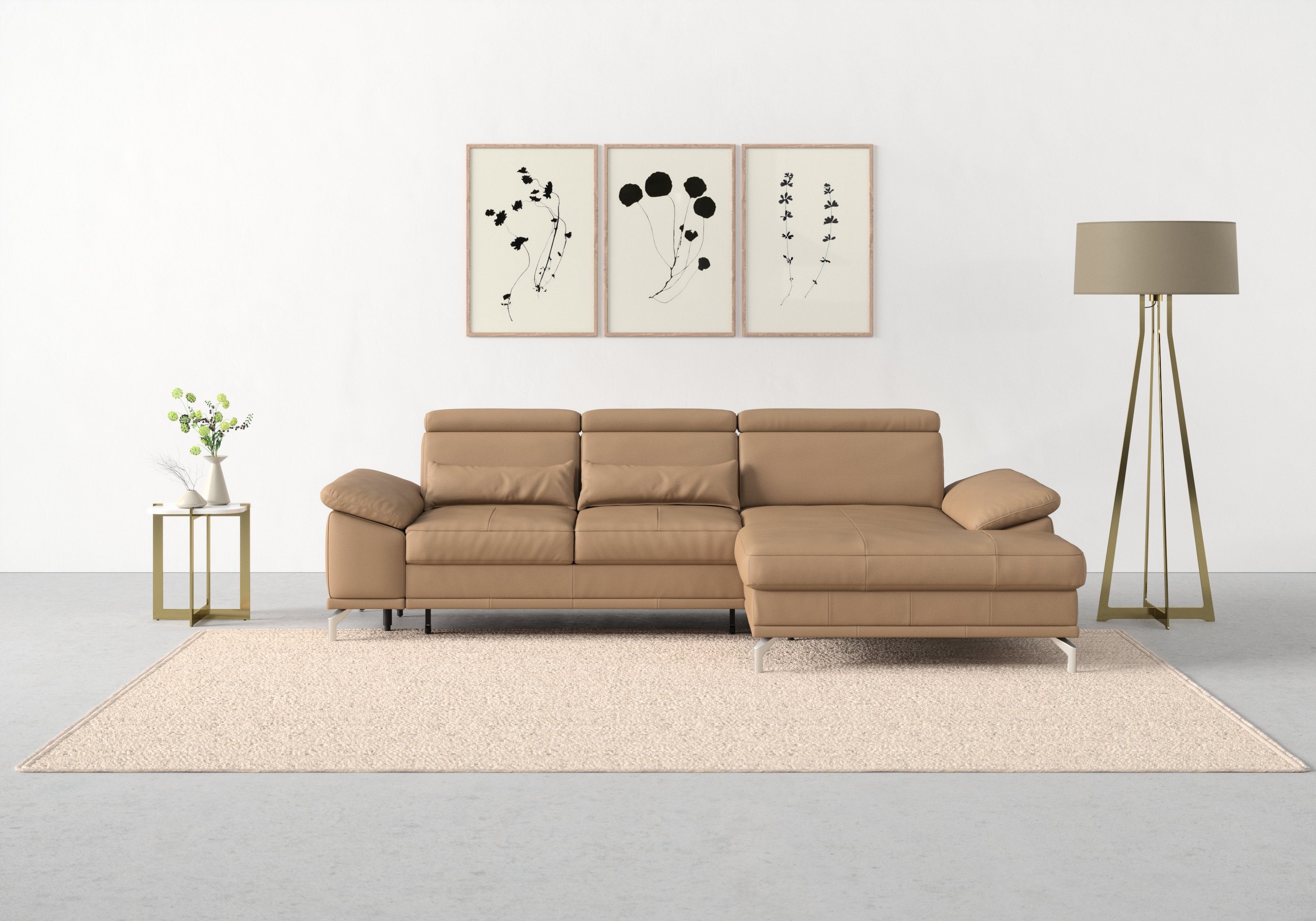sit&more Hoekbank Cabrio L-vorm, met zitdiepteverstelling, arm- en hoofdsteunverstelling