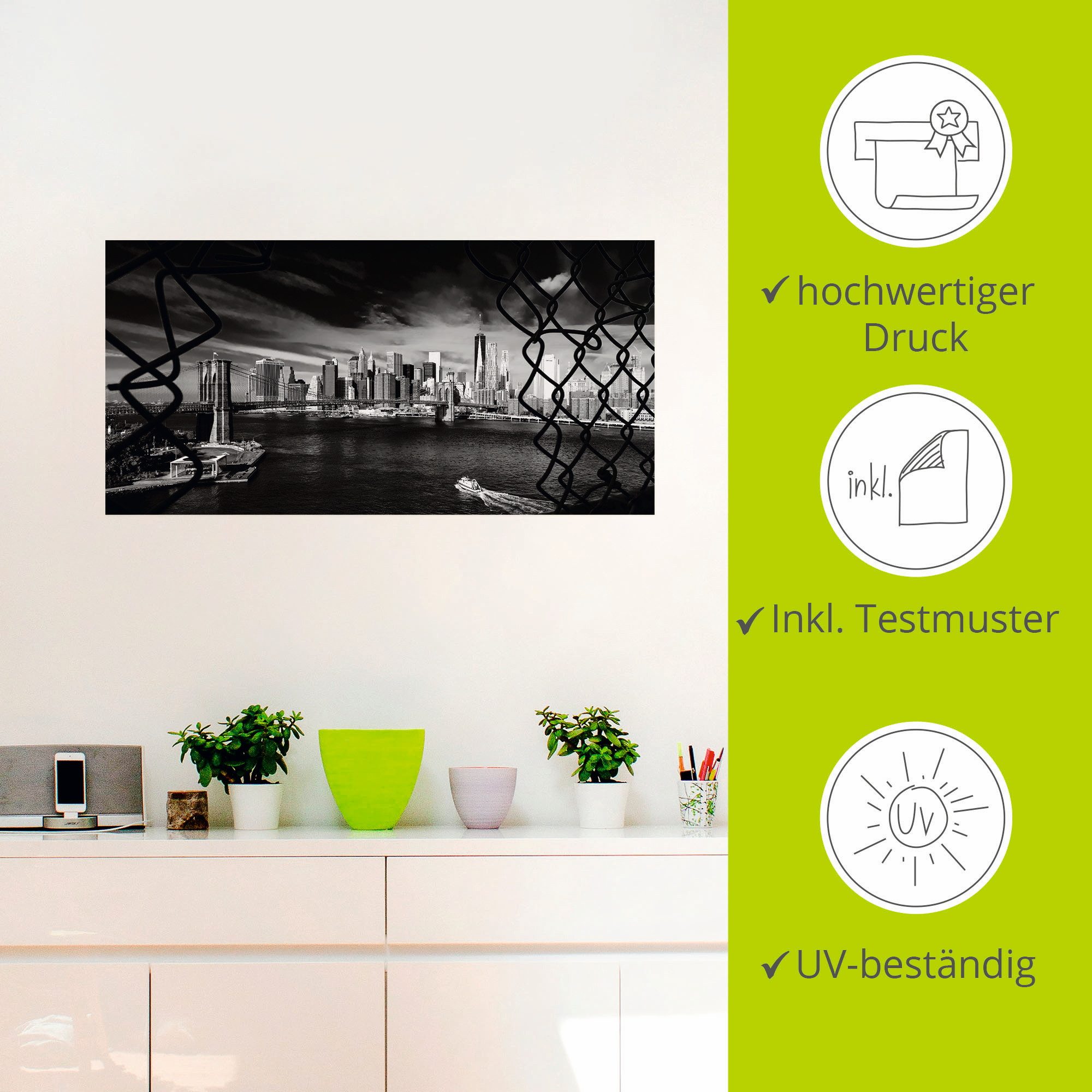 Artland Artprint Brooklyn Bridge New York I als muursticker in verschillende maten