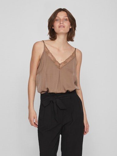 Vila Top met spaghettibandjes VICAVA V-NECK LACE SINGLET- NOOS