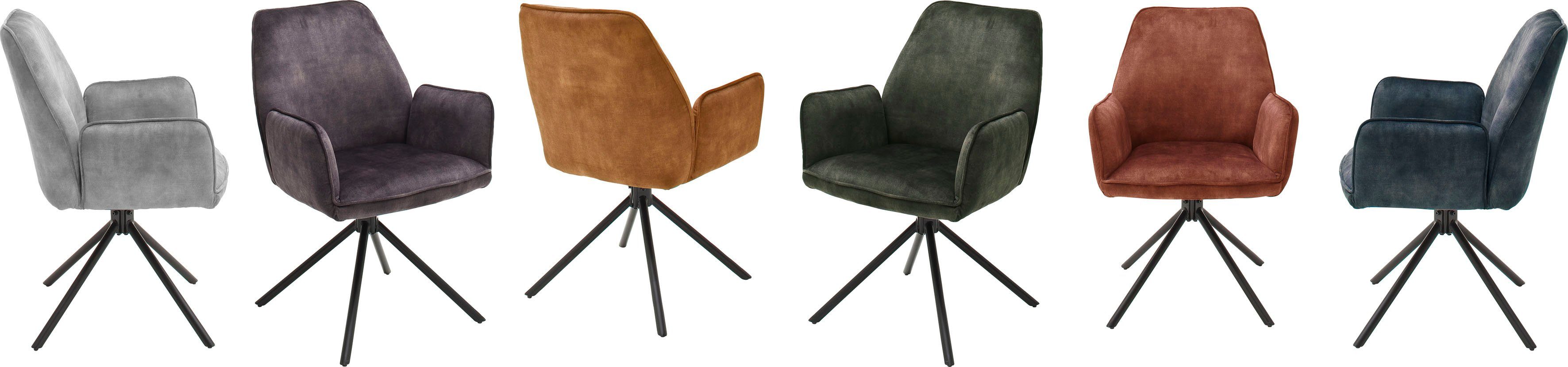 MCA furniture Eetkamerstoel Ottawa met armleuning Vintage suède-look met opstaande naad, stoel belastbaar tot 120 kg (set, 2 stuks)