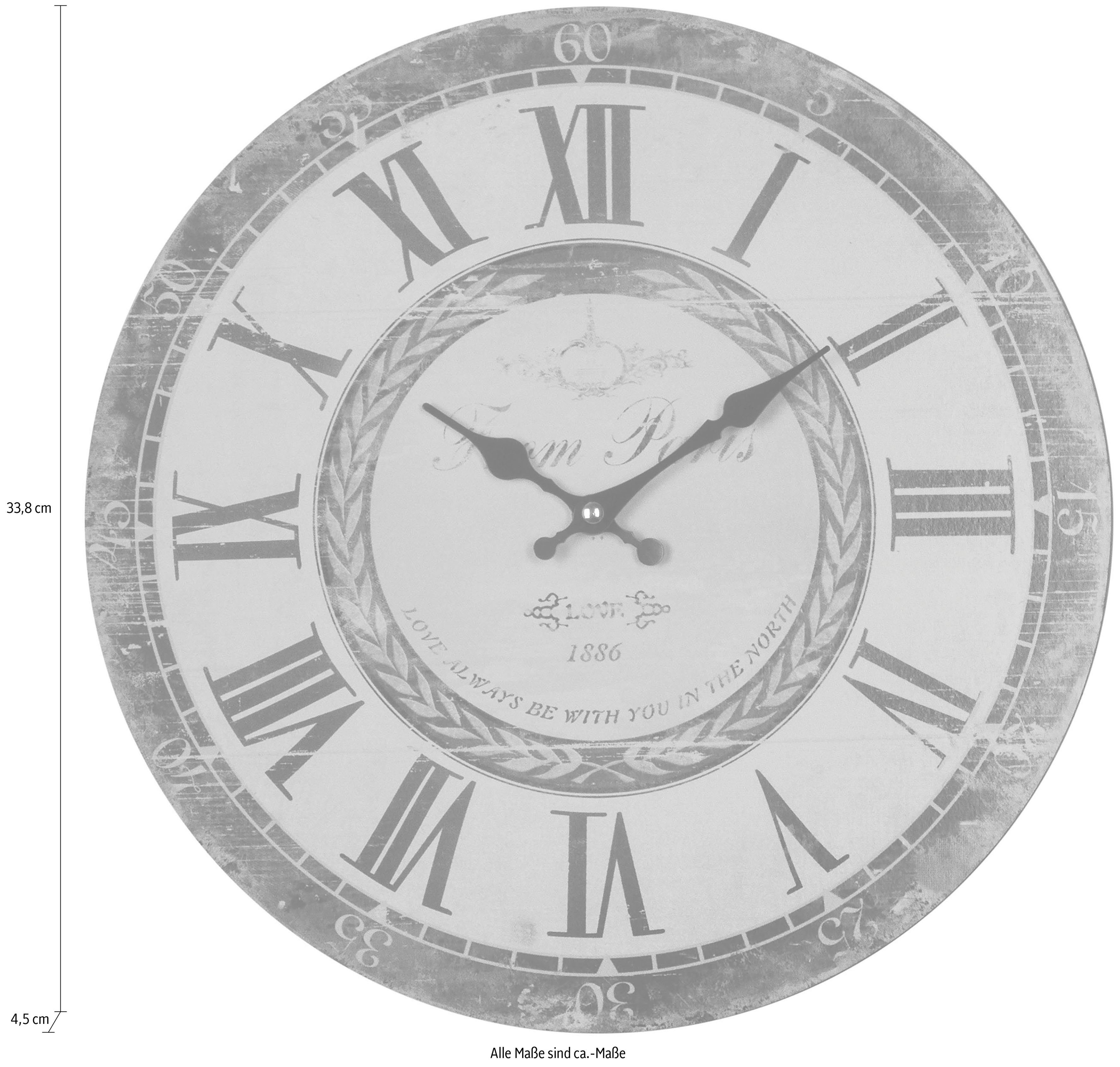 Myflair Möbel & Accessoires Wandklok "Love" rond, ø 33,8 cm, romeinse cijfers, decoratief in keuken & woonkamer (1-delig)