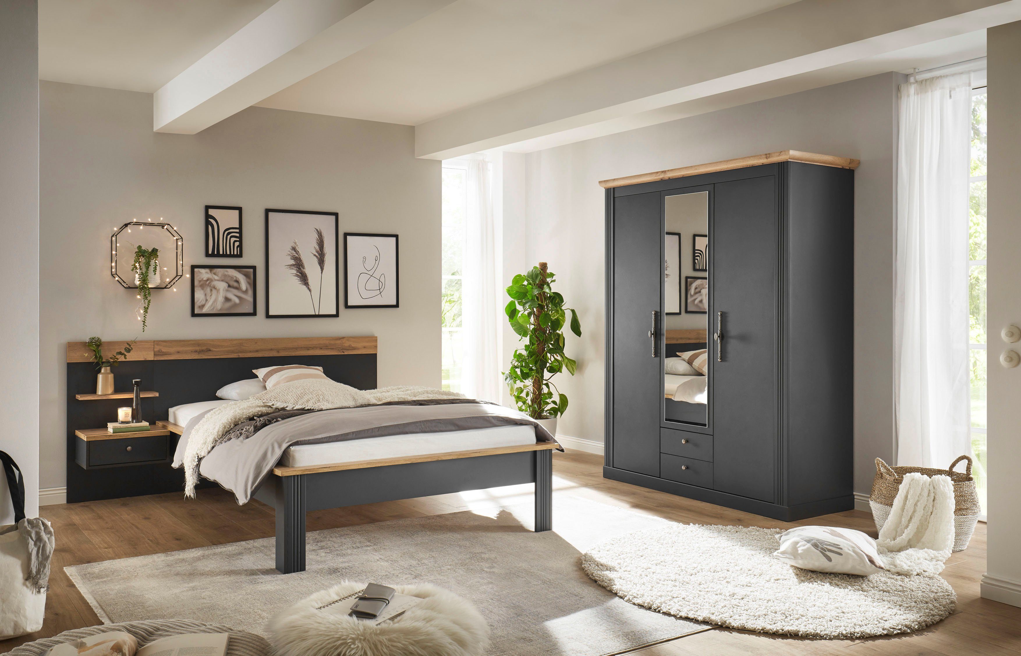 Home affaire Slaapkamerserie Westminster bevat 1 bed, kledingkast 3-deurs en 1 wandpaneel