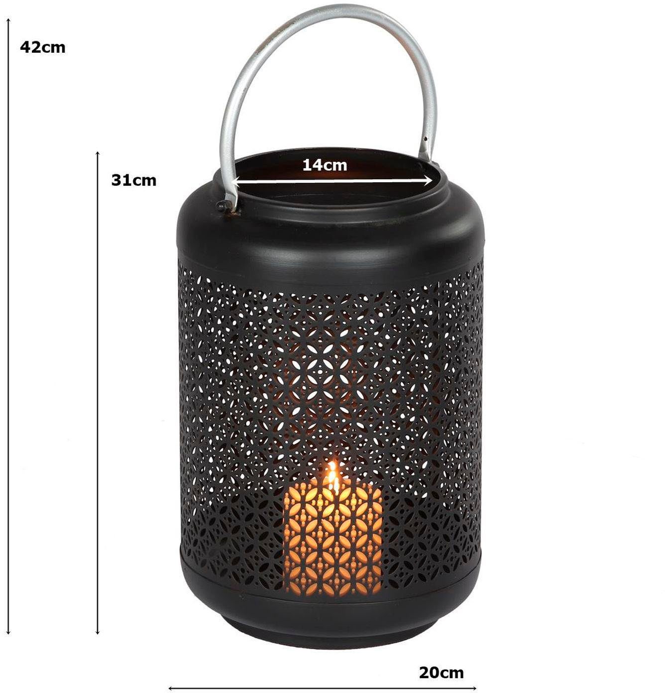 Ambiente Haus Lantaarn met kaars Lantaarn met zilverkleurige handvat - (H) 42 cm (1 stuk)