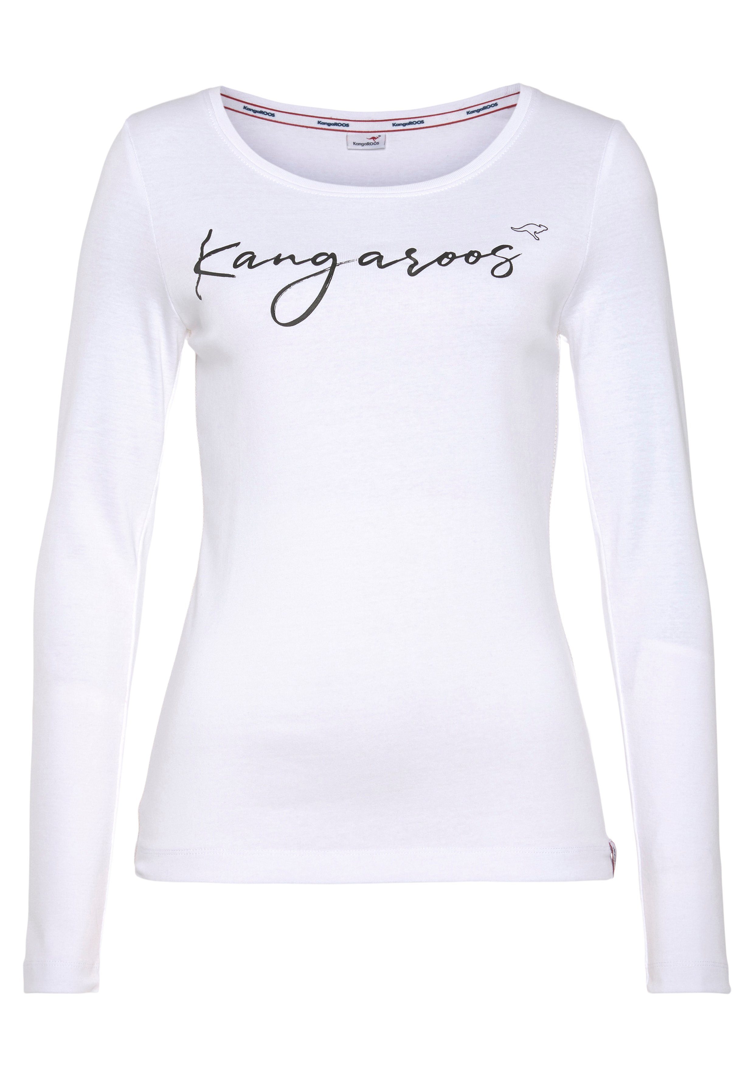 KangaROOS Longsleeve Lange mouwen, zeer figuurvolgend, van ribstof, van 100% katoen