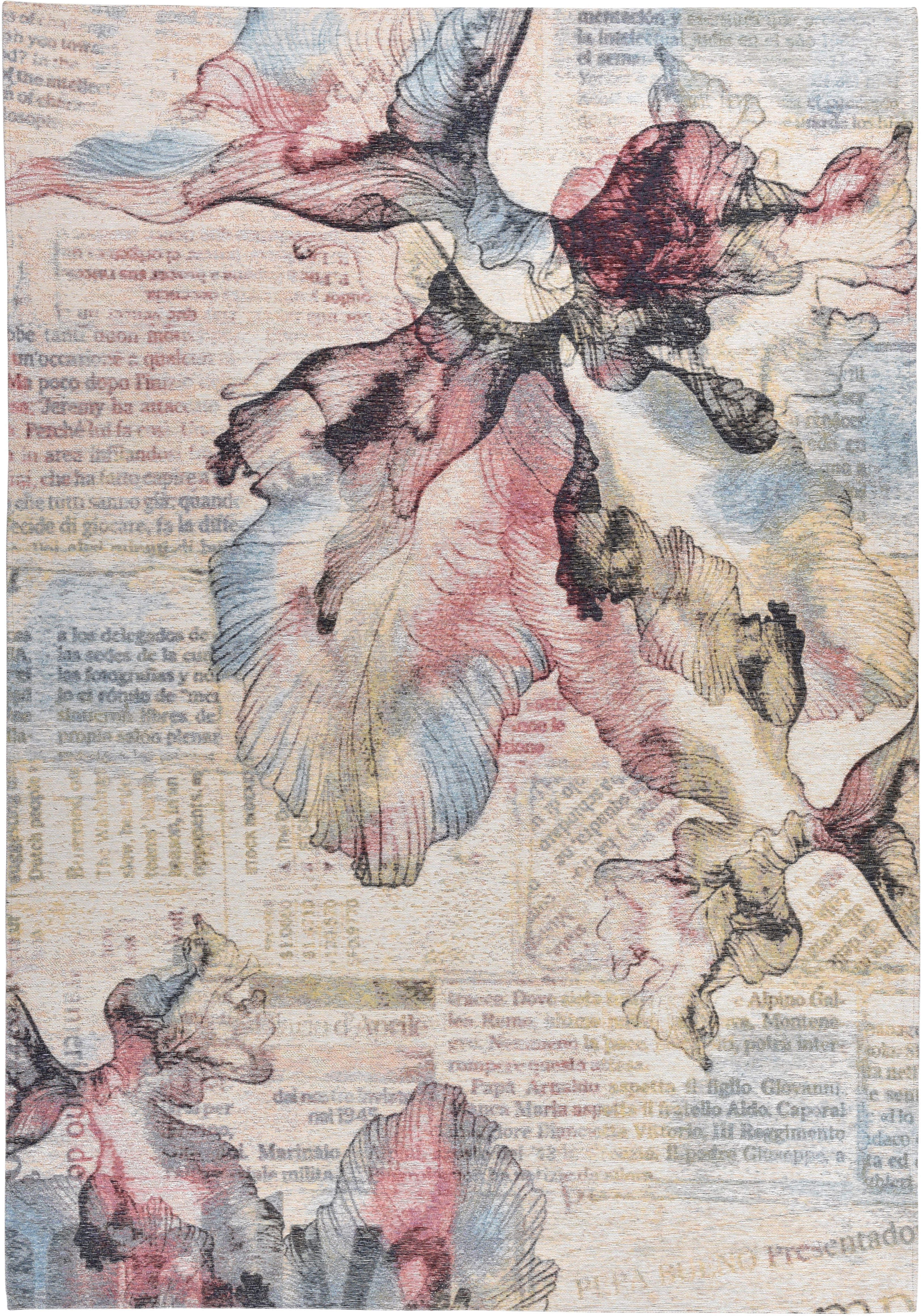 Gino Falcone Vloerkleed Cosima-108 plat geweven jacquard-vloerkleed, met chenillegaren, modern bloemdesign
