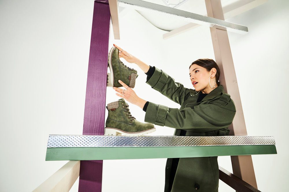Rieker Winterlaarsjes veterschoenen, enkellaars, tex-membraan, 150 jaar rieker jubileumartikel