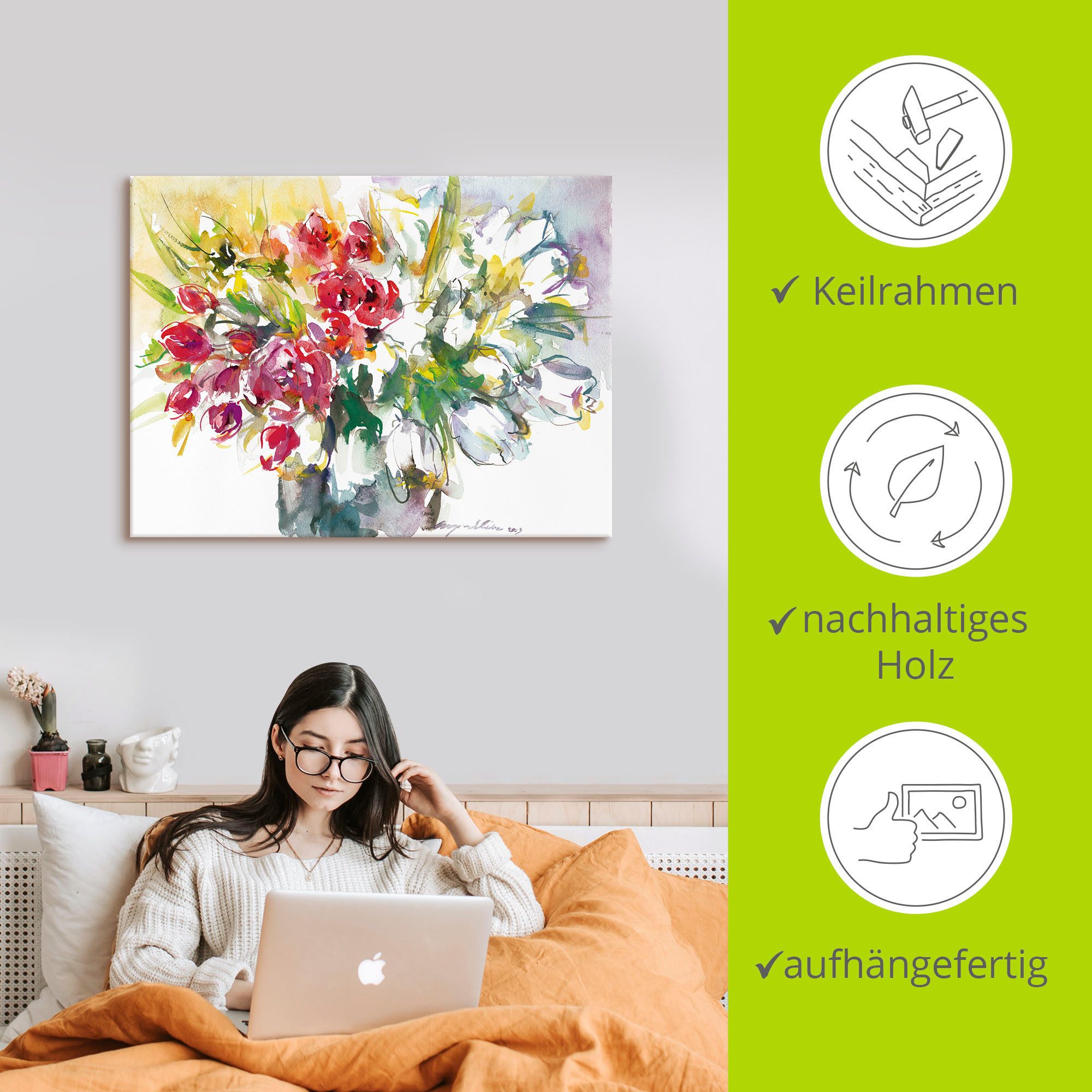 Artland Artprint Bos bloemen IV als artprint op linnen, poster in verschillende formaten maten