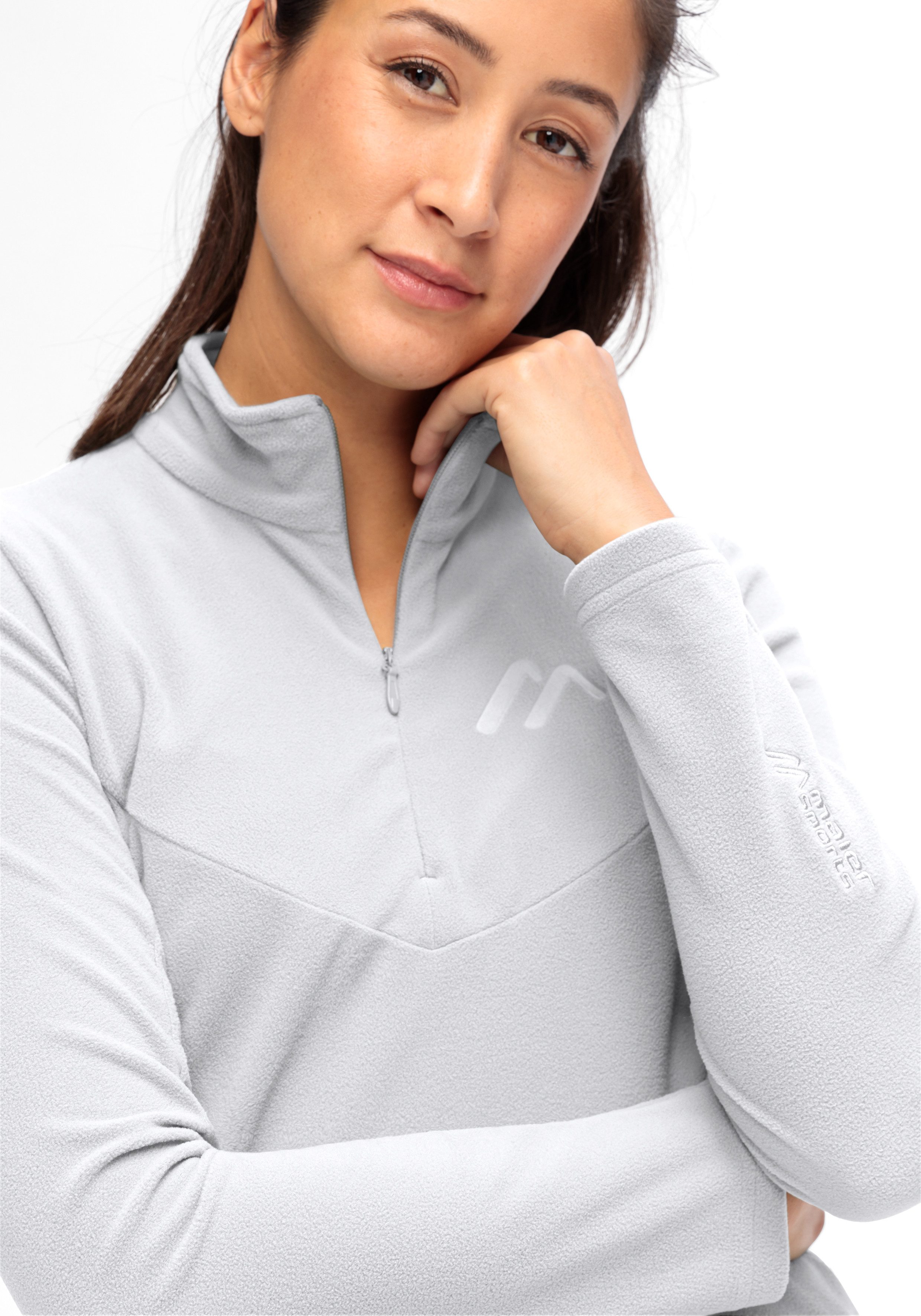 Maier Sports Fleecetrui Denise HZ W Dames midlayer, onderhoudsvriendelijk half-zip fleece