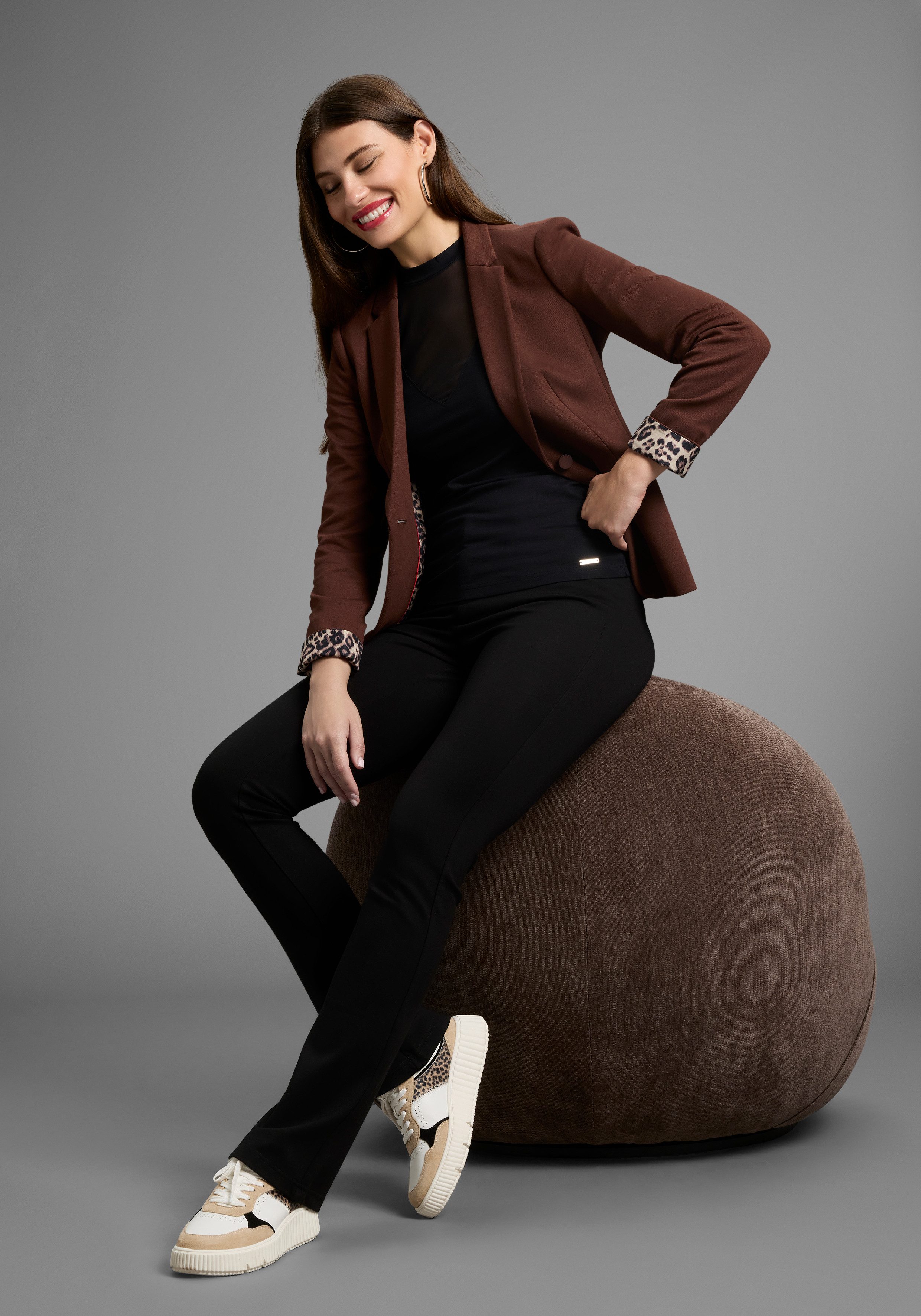 Bruno Banani Korte blazer Leeuwenprint voering