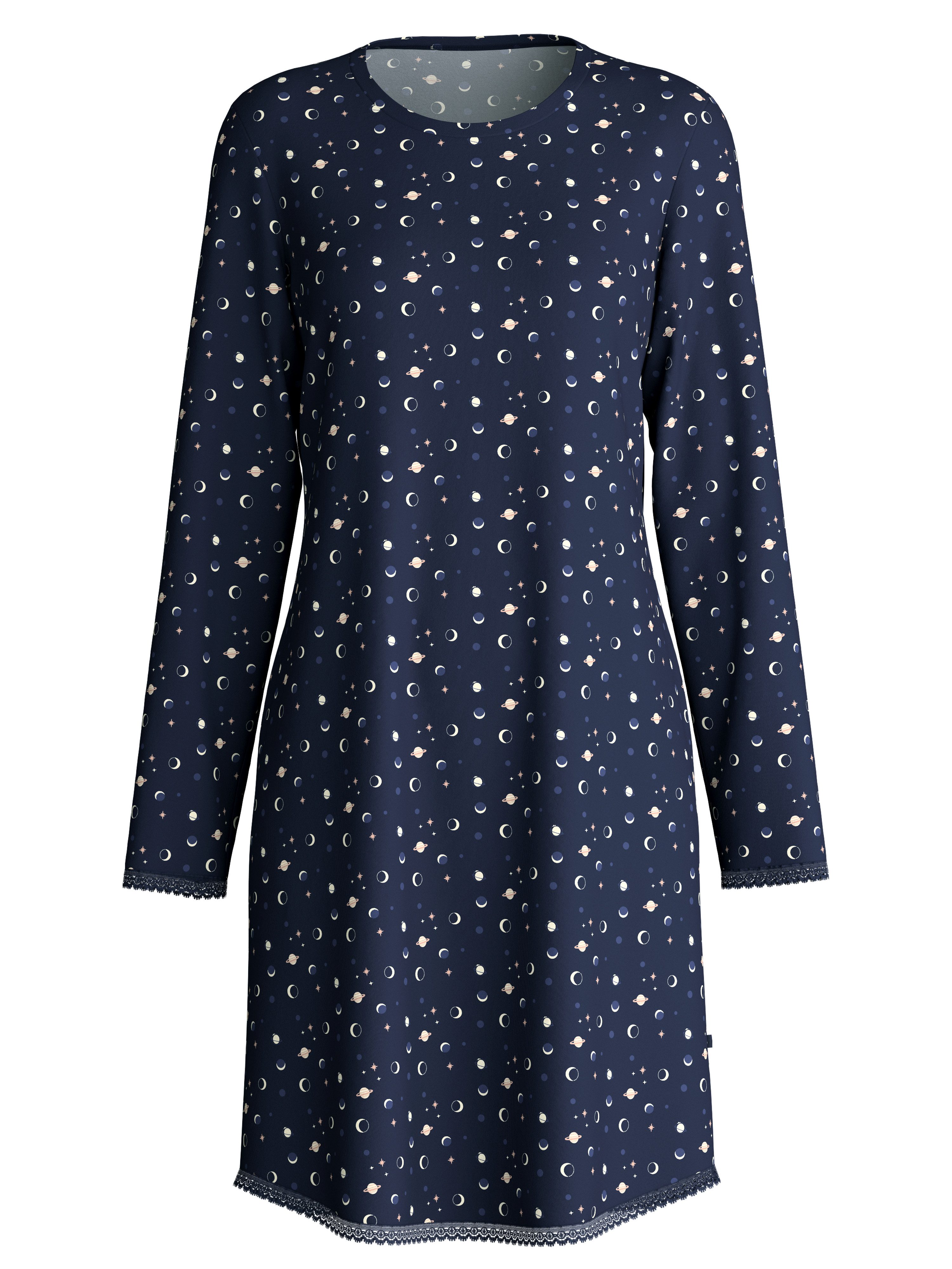 CALIDA Nachthemd Flower Nights comfortabel, pure cotton, lange mouw, knoopsluiting, ronde hals-uitsnijding