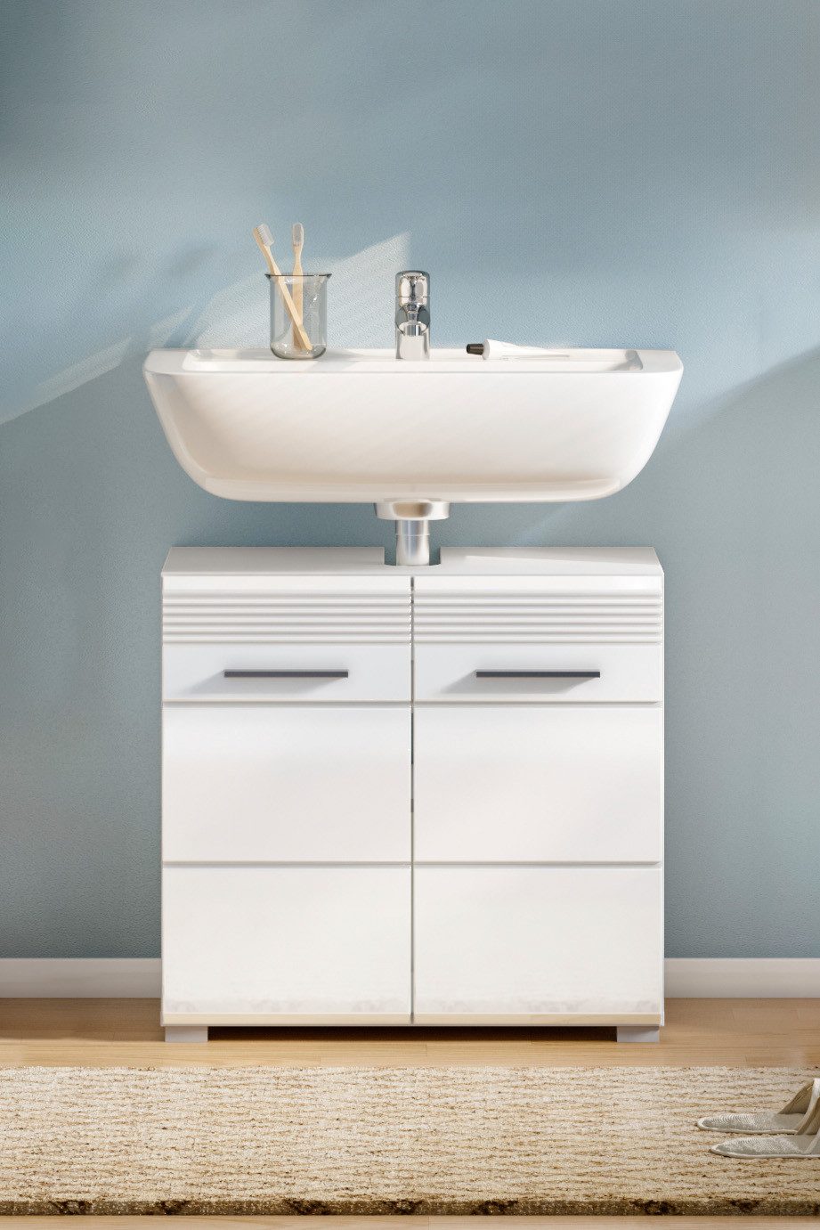 INOSIGN Wastafelonderkast Malmö, breedte 60 cm, 2 deuren, 2 vakken, met siphonaansnijding, MDF-front in verschillende kleuren verkrijgbaar, badkamermeubels, badkamerkast, commode, badkamer