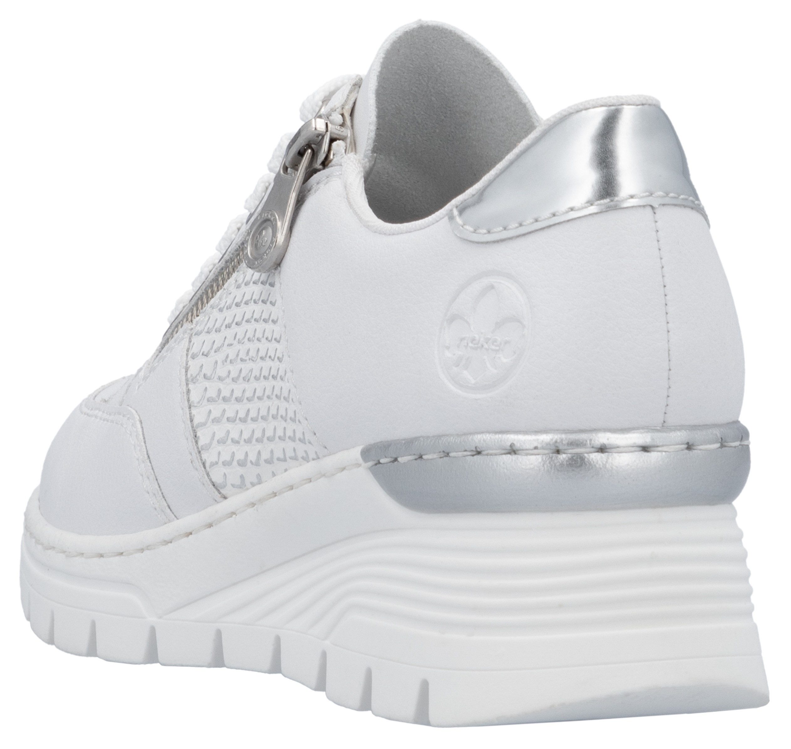 Rieker Sneakers met sleehak , lage schoen, vrijetijdsschoen, veterschoen, sneaker met rits